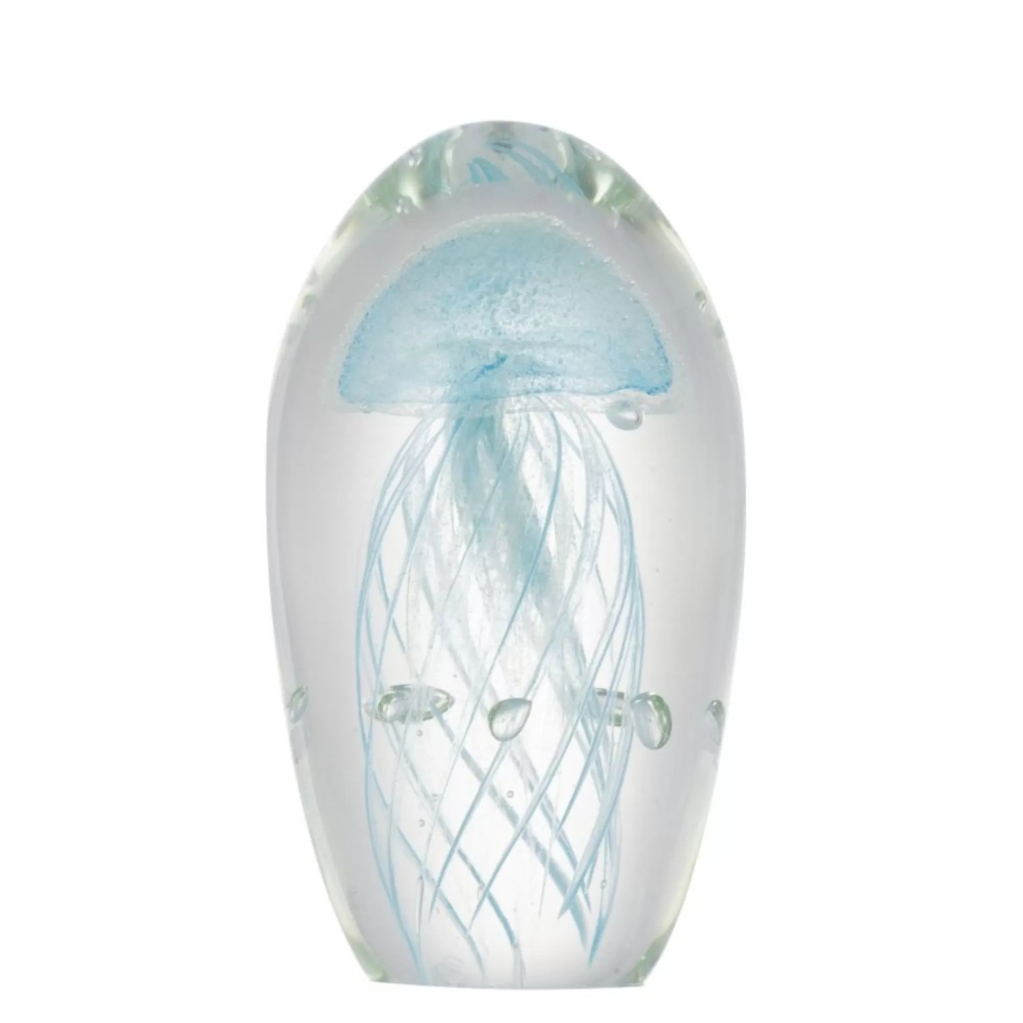 A&B Home Real Tree Stands-6.5" White And Blue Jellyfish Glass Egg Accent