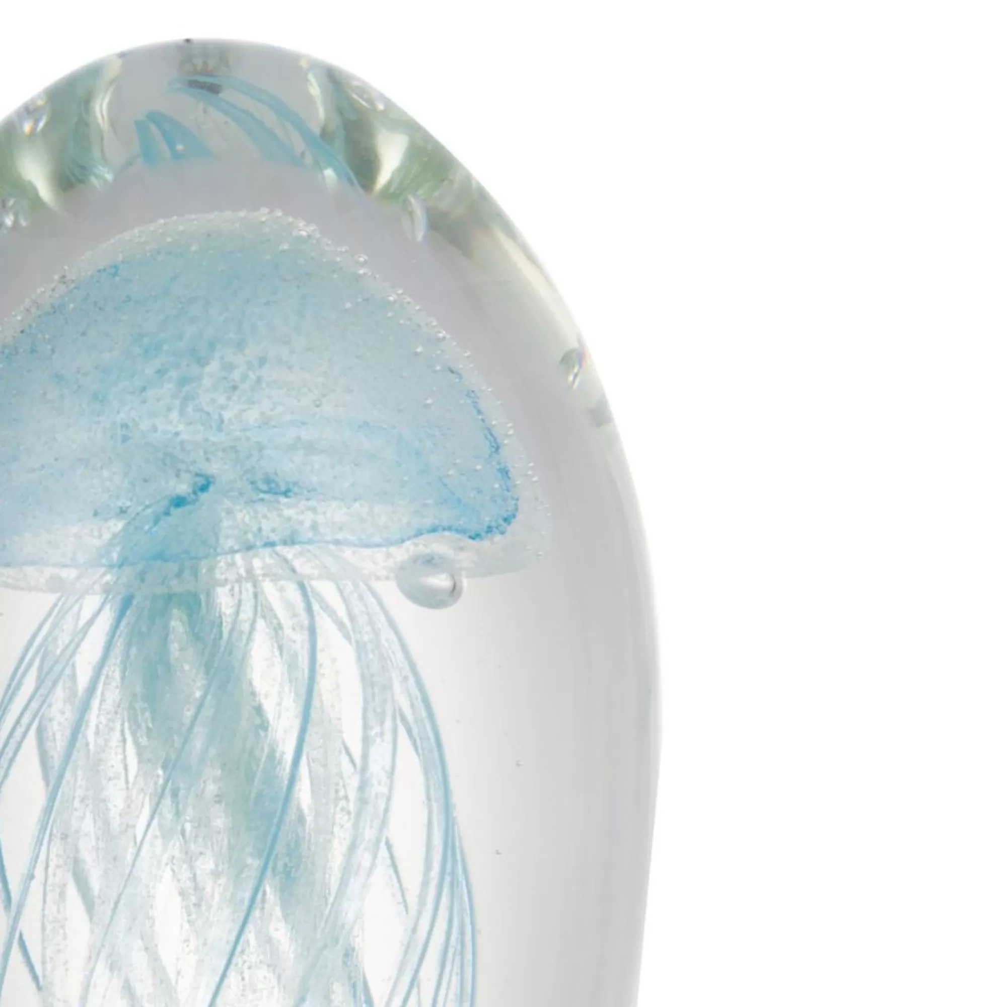 A&B Home Real Tree Stands-6.5" White And Blue Jellyfish Glass Egg Accent