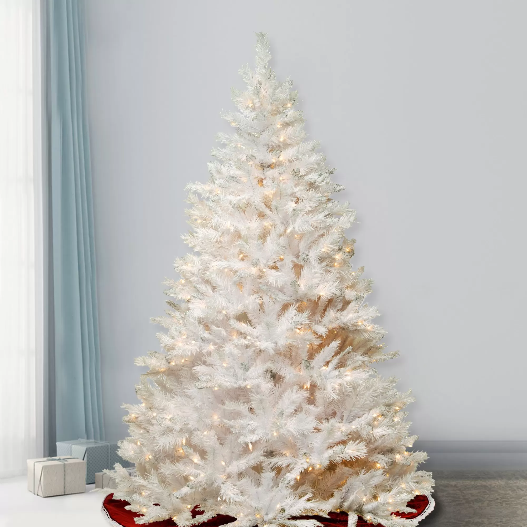 Christmas Central 6.5' White Winchester Pine Artificial Christmas Tree, Clear Lights< Colorful