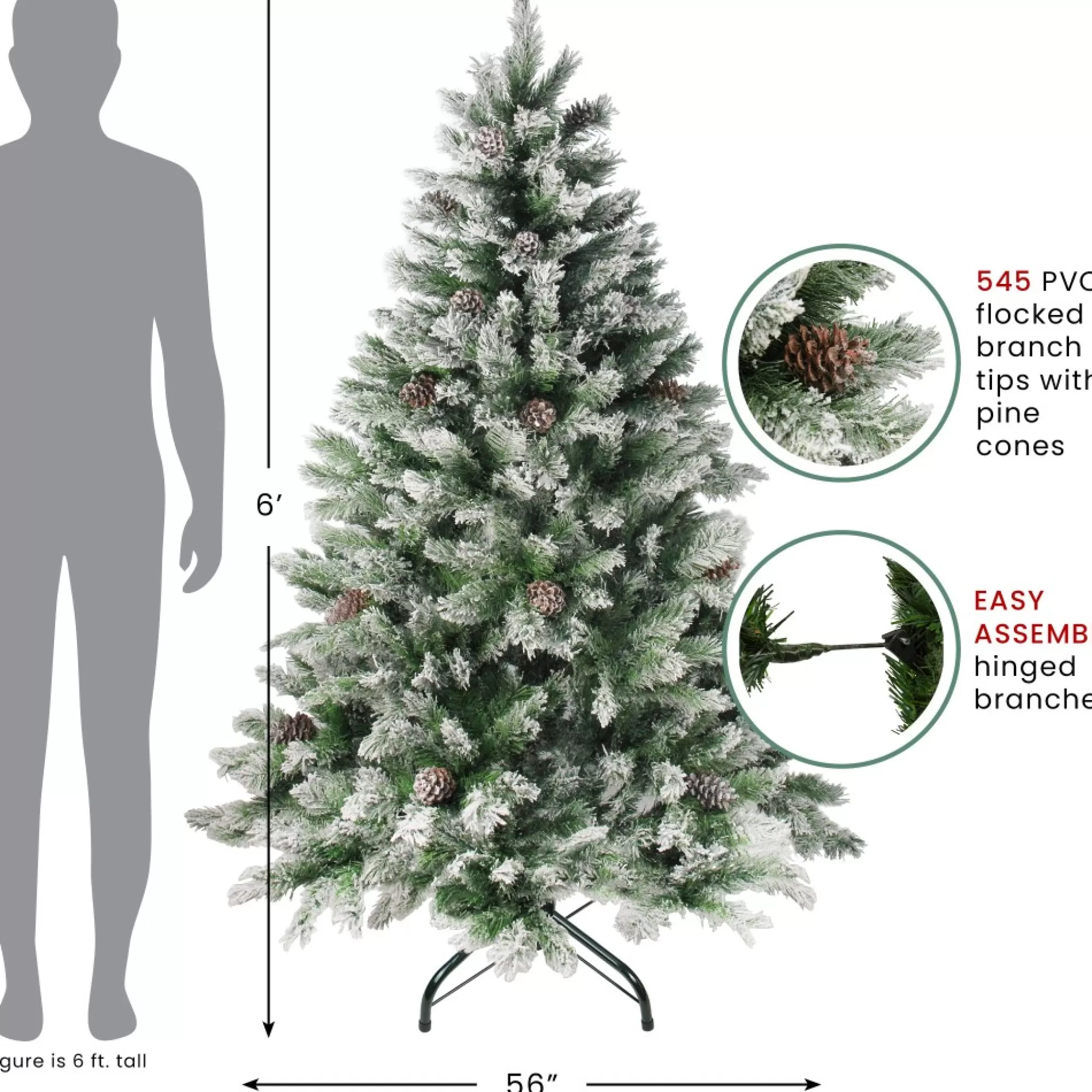 Northlight Unlit-6' Medium Flocked Angel Pine Artificial Christmas Tree - Unlit