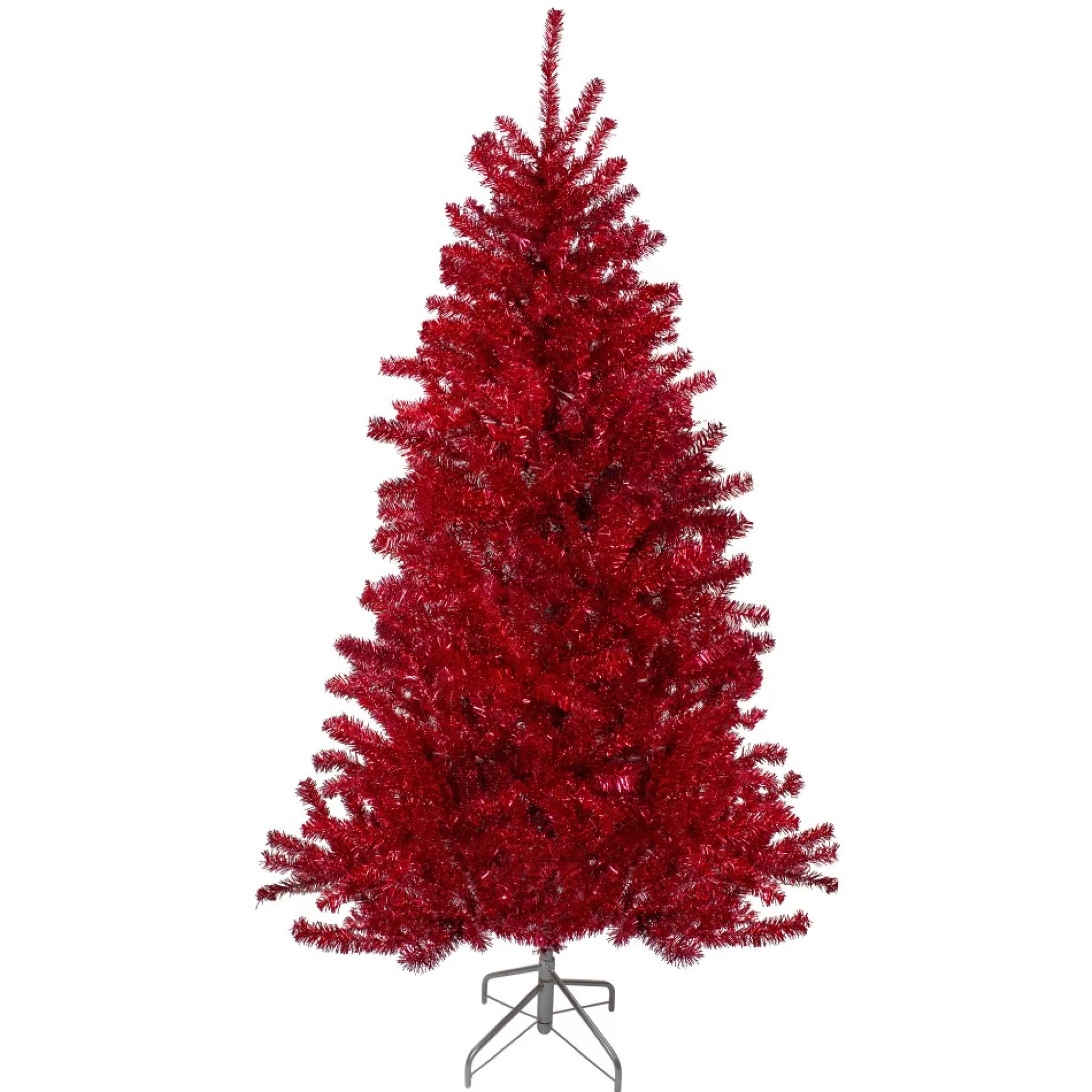 Northlight Unlit-6' Metallic Red Tinsel Artificial Christmas Tree - Unlit