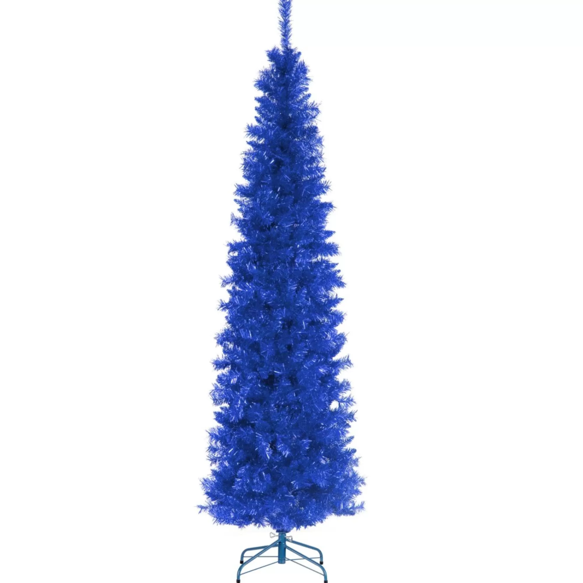 National Tree Unlit-6' Pencil Blue Tinsel Artificial Christmas Tree - Unlit