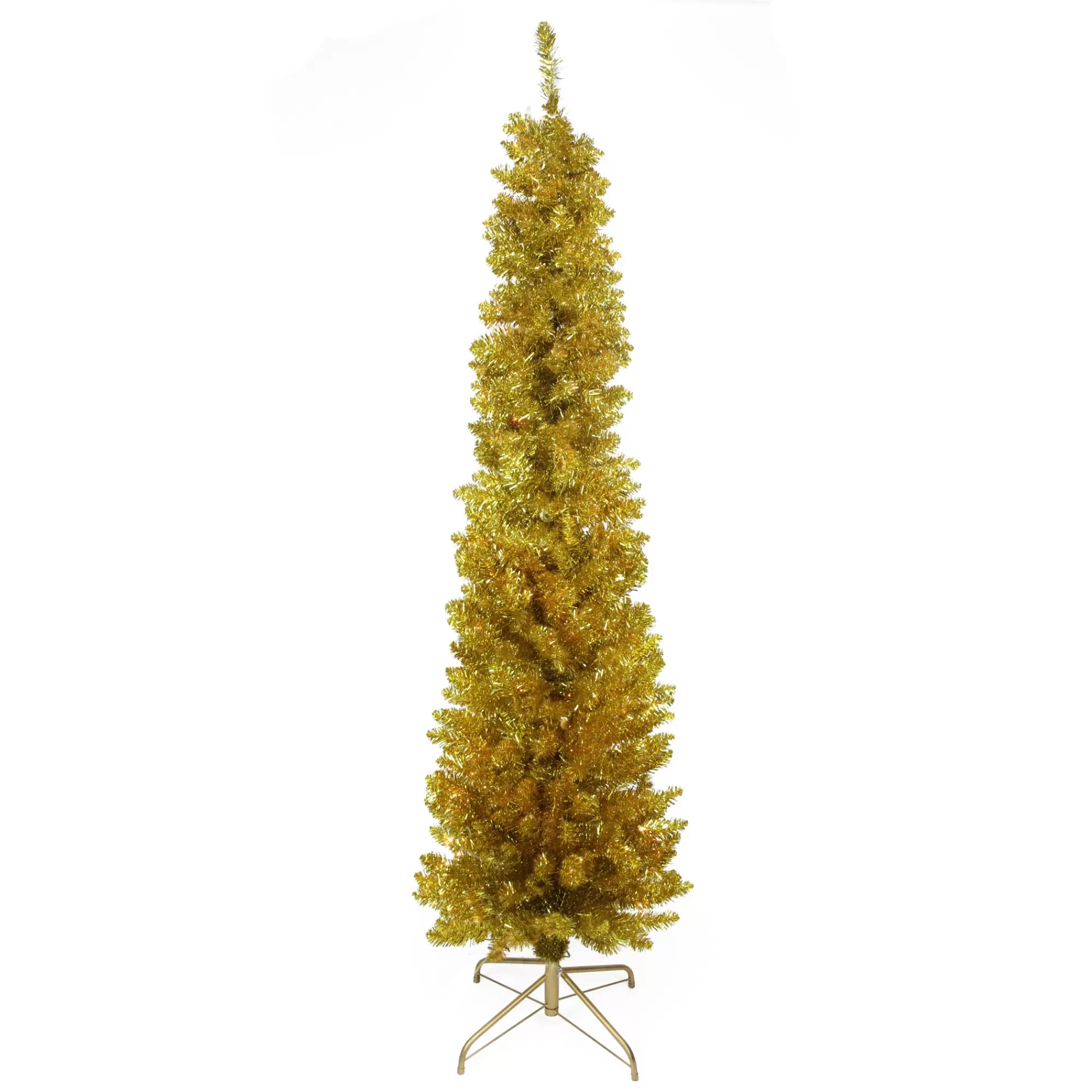 Northlight 6' Pencil Gold Tinsel Artificial Christmas Tree, Unlit< Colorful