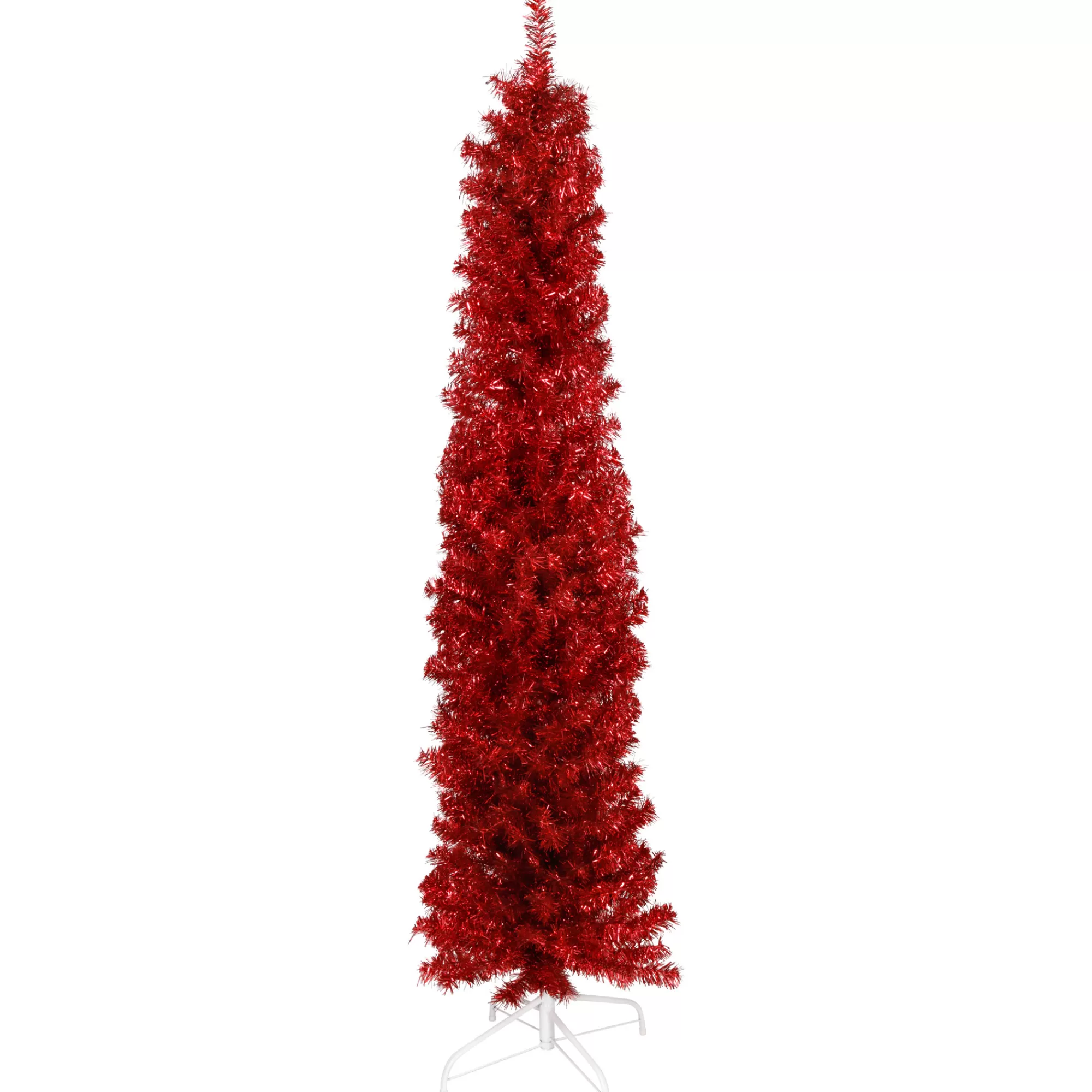 Northlight 6' Pencil Red Tinsel Artificial Christmas Tree - Unlit< Colorful