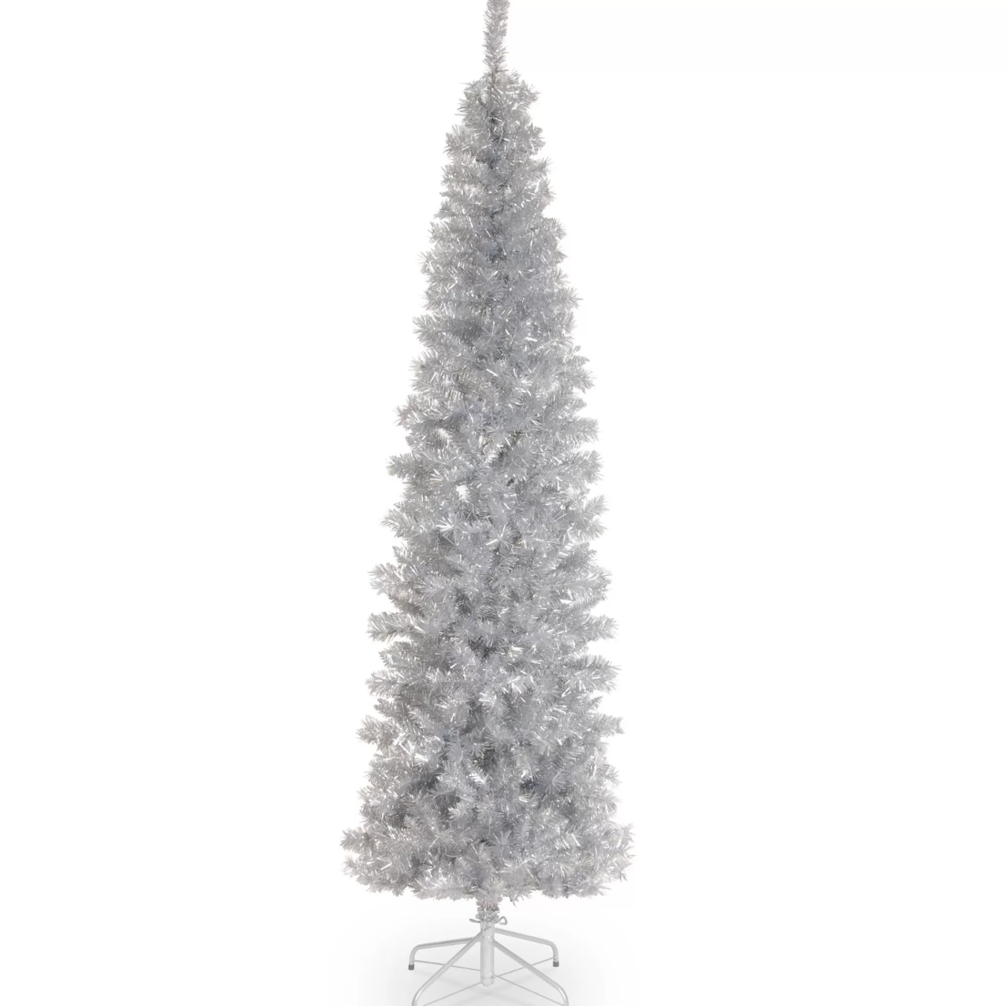 Christmas Central 6' Pencil Silver Tinsel Artificial Christmas Tree, Unlit< Colorful