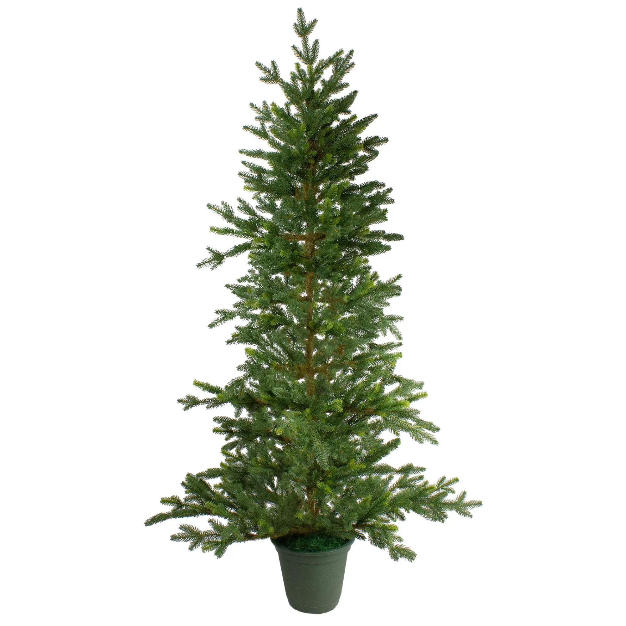 Northlight 6' Potted Noble Pine Slim Artificial Christmas Tree - Unlit< Potted