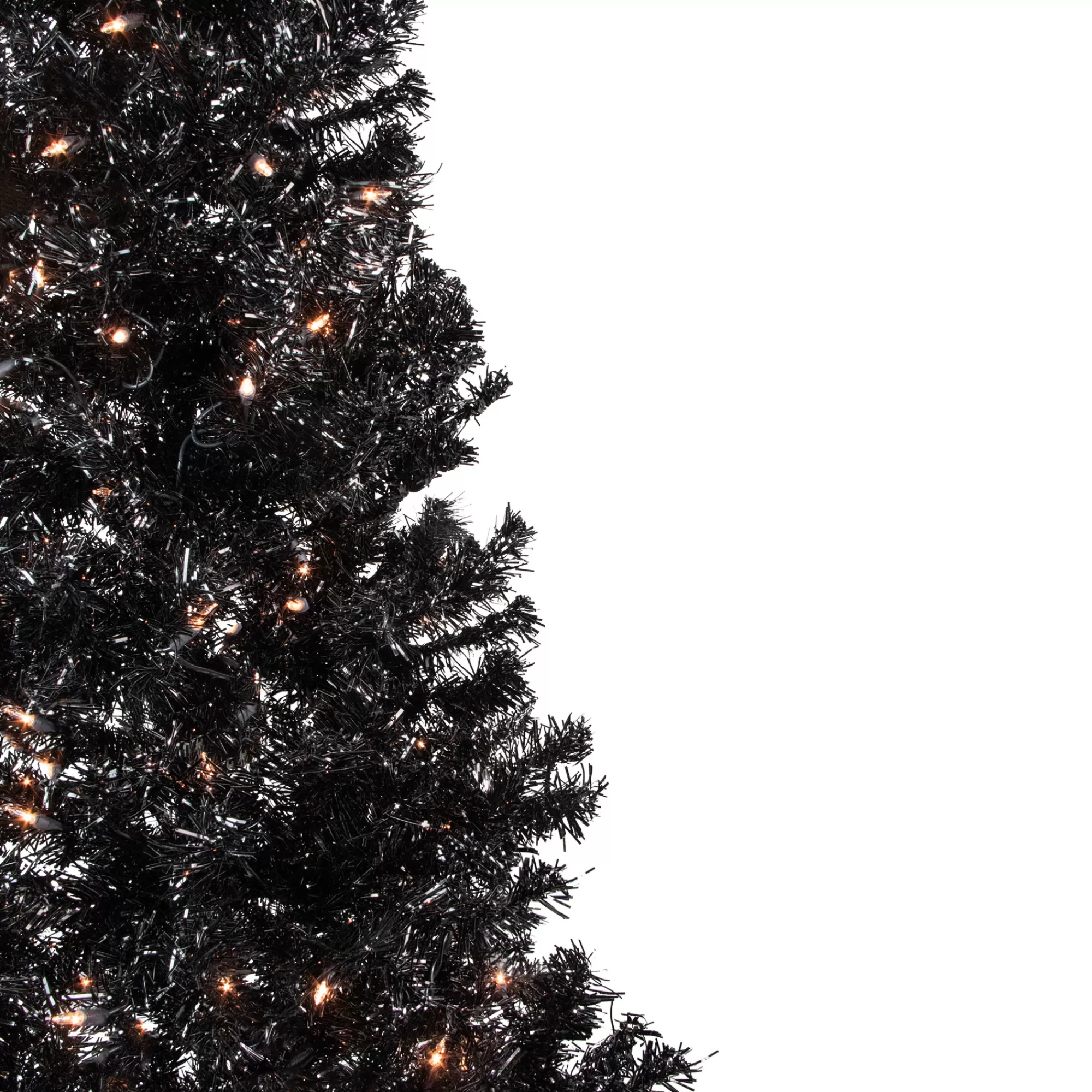 Northlight 6' Pre-Lit Black Artificial Tinsel Christmas Tree, Clear Lights< Colorful