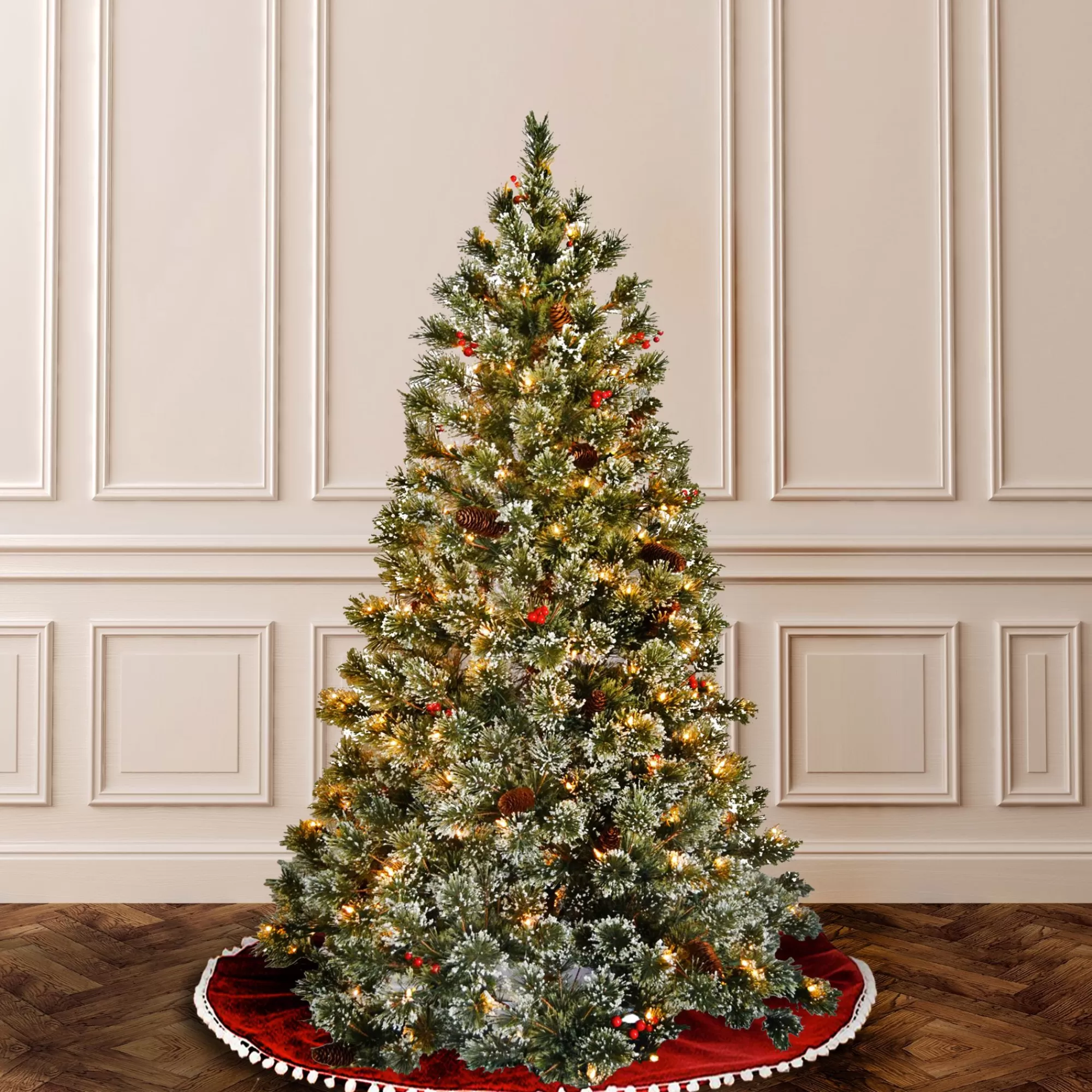 Christmas Central 6' Pre-Lit Crystal Cashmere Artificial Christmas Tree, Clear Lights< Flocked