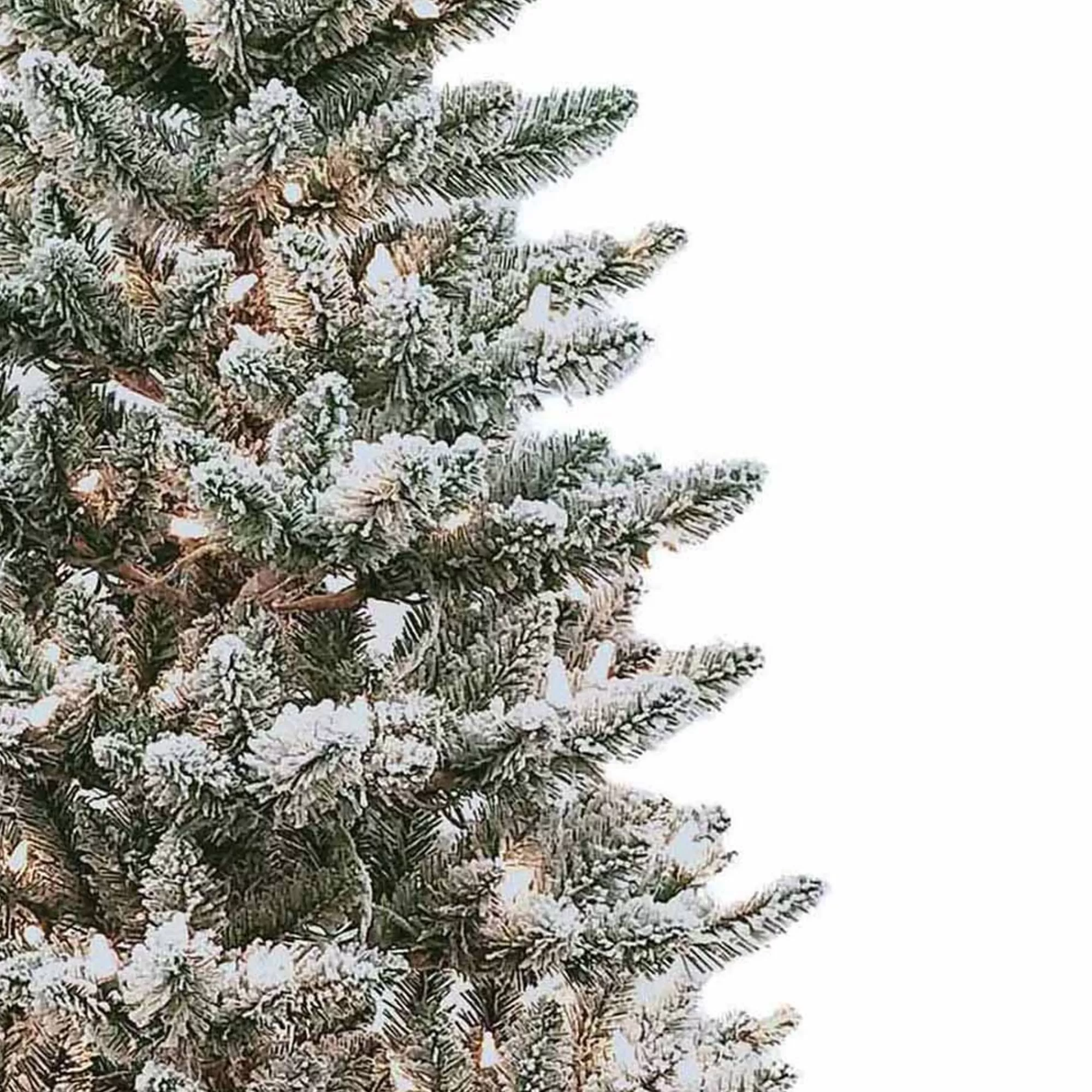 KSA 6' Pre-Lit Flocked Pine Artificial Christmas Tree, Clear Lights< Pre-Lit