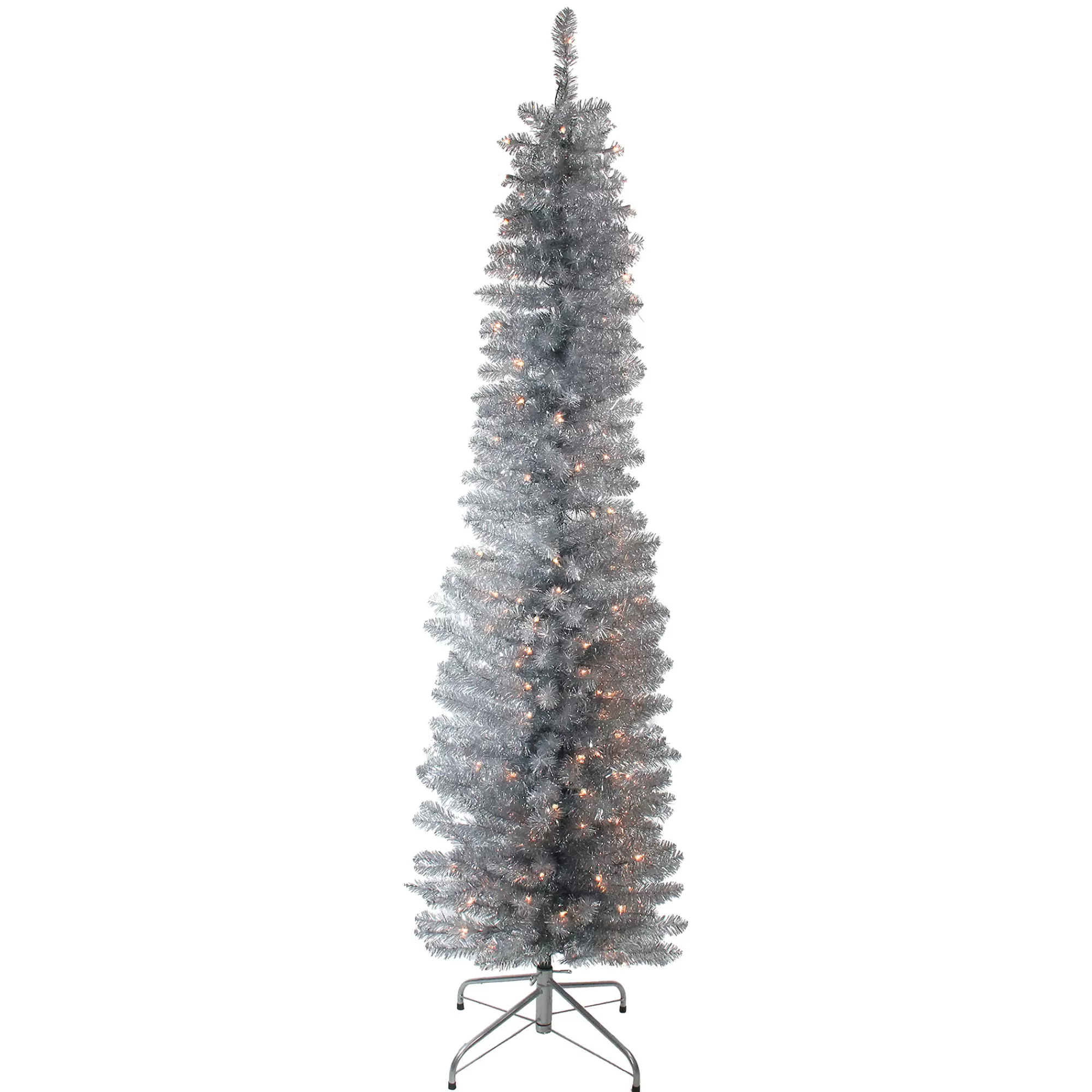 Northlight 6' Pre-Lit Pencil Artificial Christmas Tree - Clear Lights< Colorful