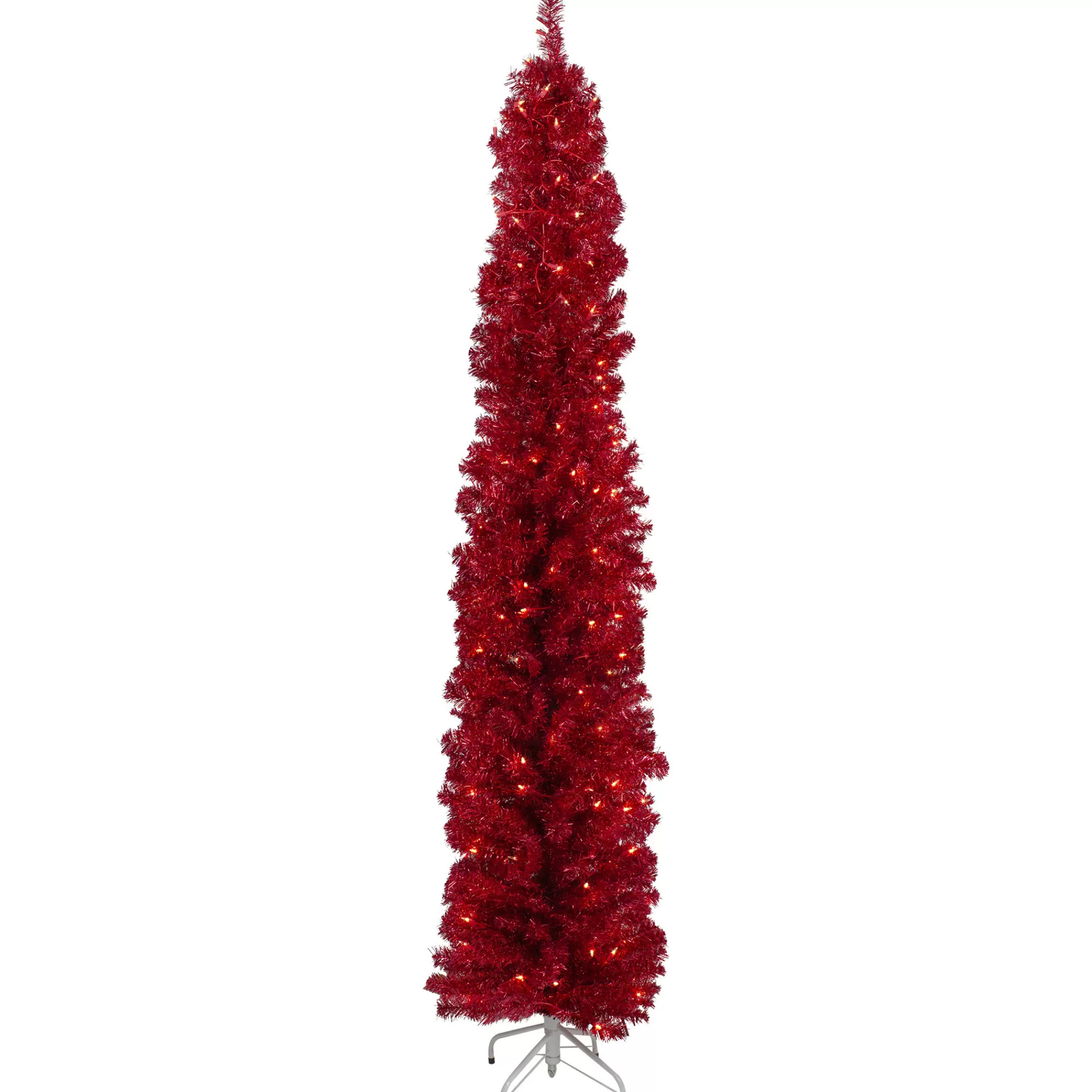 Northlight 6' Pre-Lit Pencil Red Artificial Christmas Tree - Clear Lights< Colorful