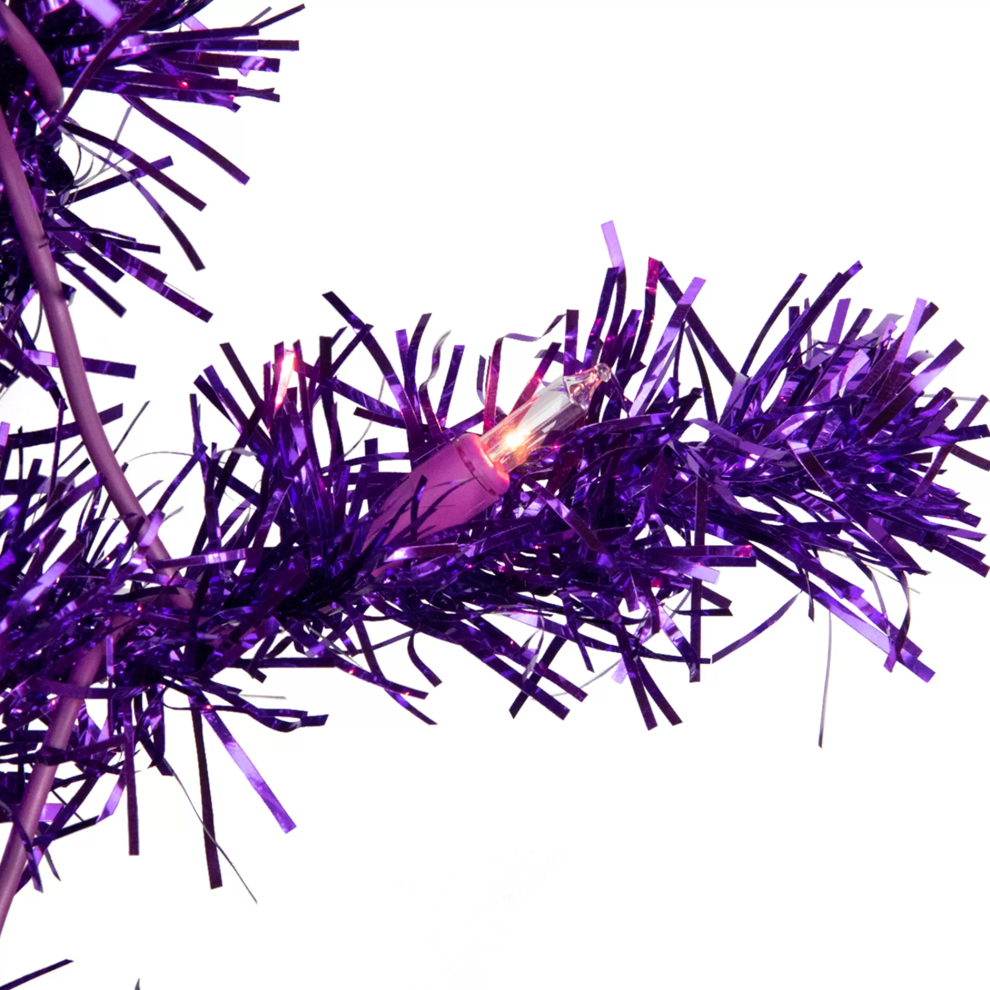 Northlight 6' Pre-Lit Purple Artificial Tinsel Christmas Tree, Clear Lights< Colorful