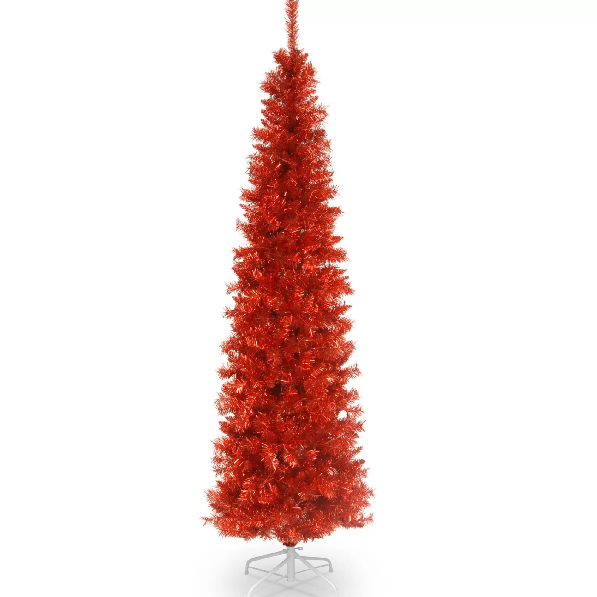 Christmas Central 6' Red Pencil Tinsel Artificial Christmas Tree, Unlit< Colorful