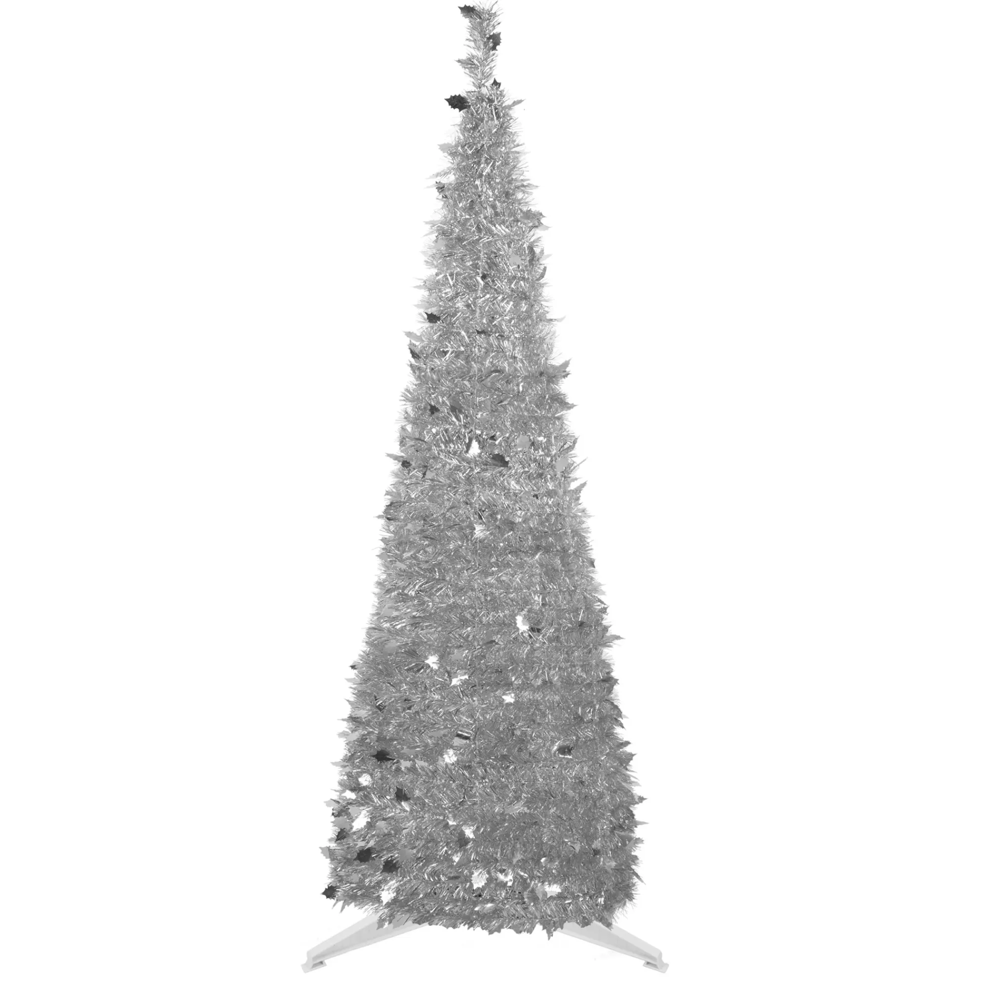 Northlight 6' Silver Tinsel Pop-Up Artificial Christmas Tree, Unlit< Pop Up