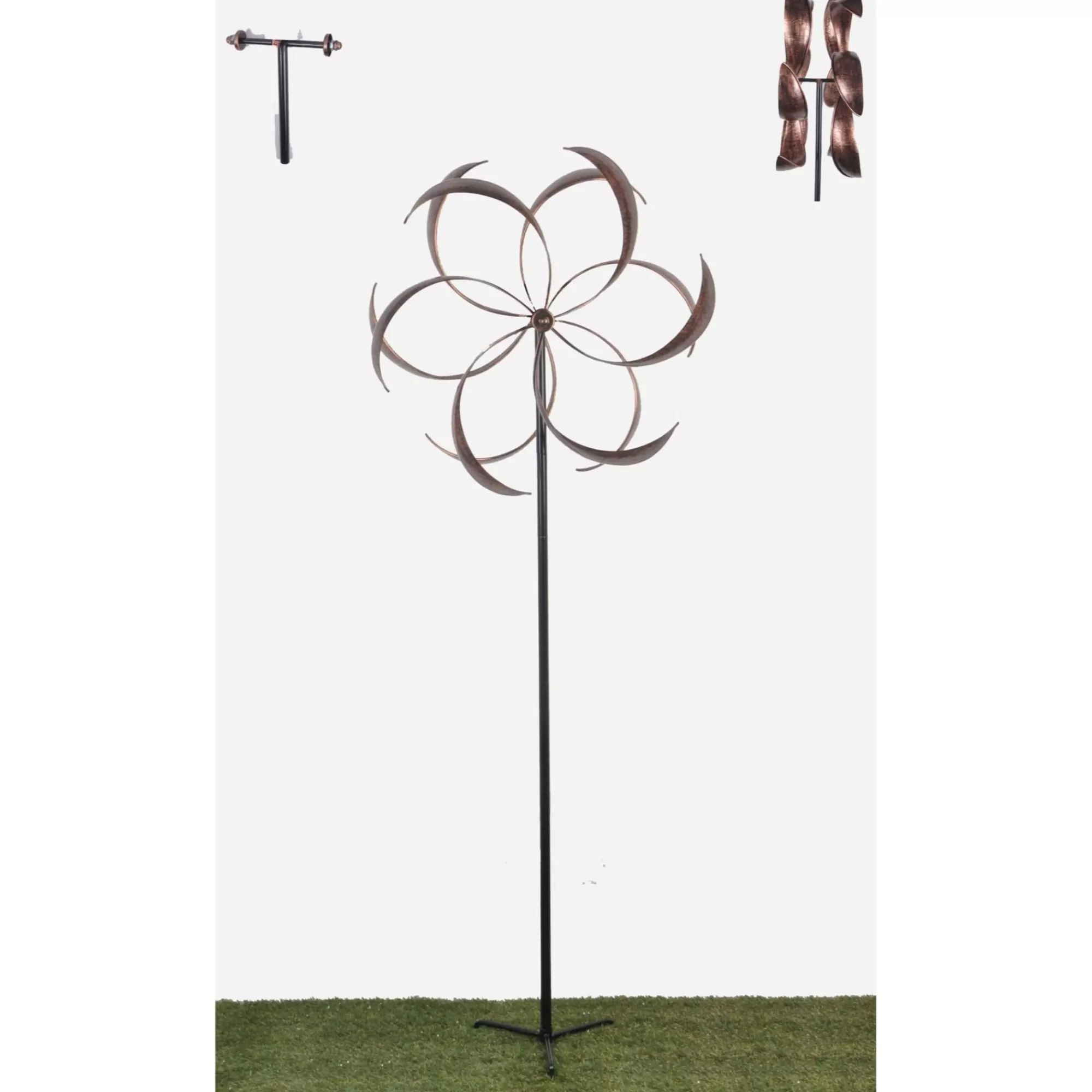 Hi-Line Gifts 75.2" Brown Bistratal Flower Modern Wind Spinner< Pre-Lit