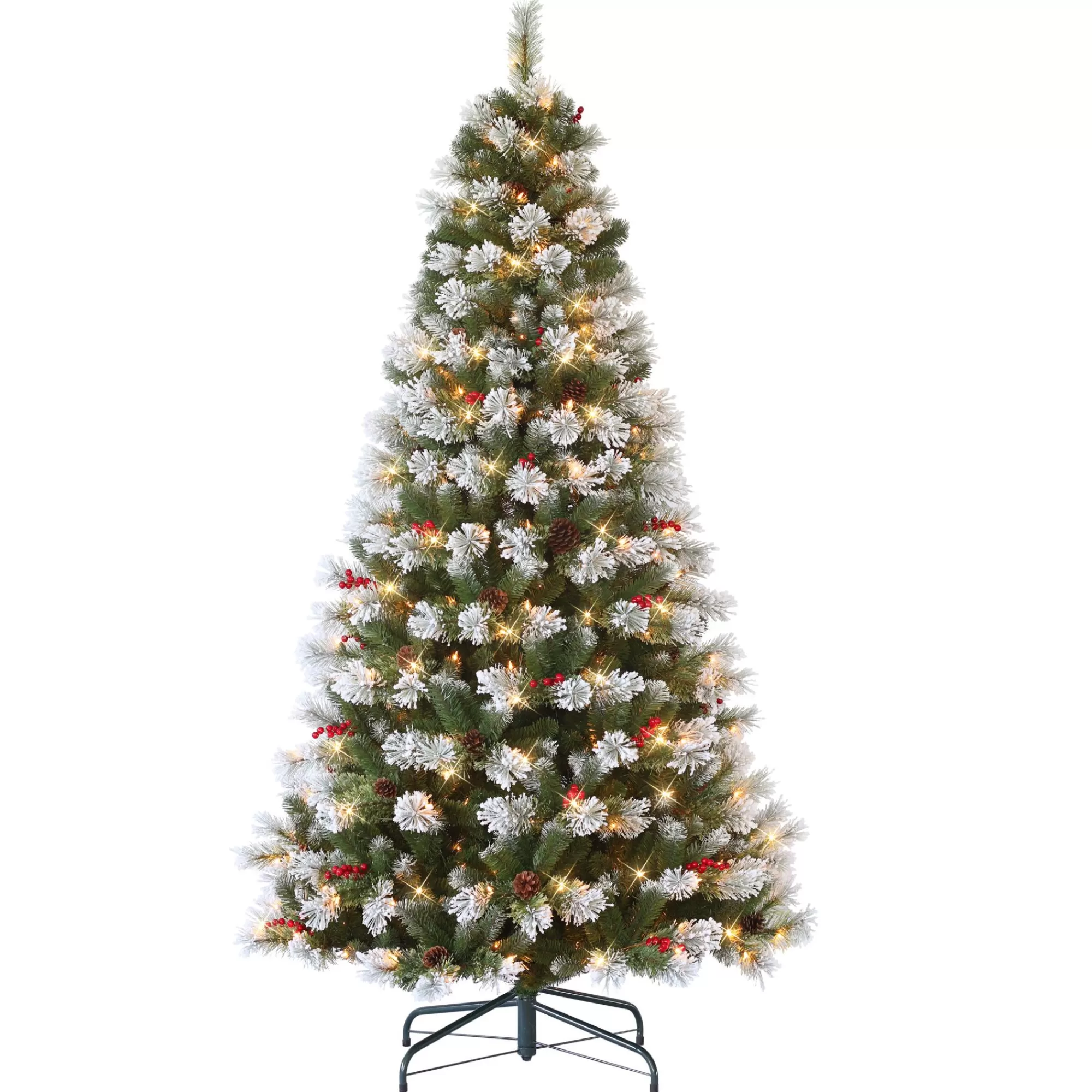 CC Christmas Decor 7.5' Flocked Pine Artificial Christmas Tree, Clear Lights< Pre-Lit