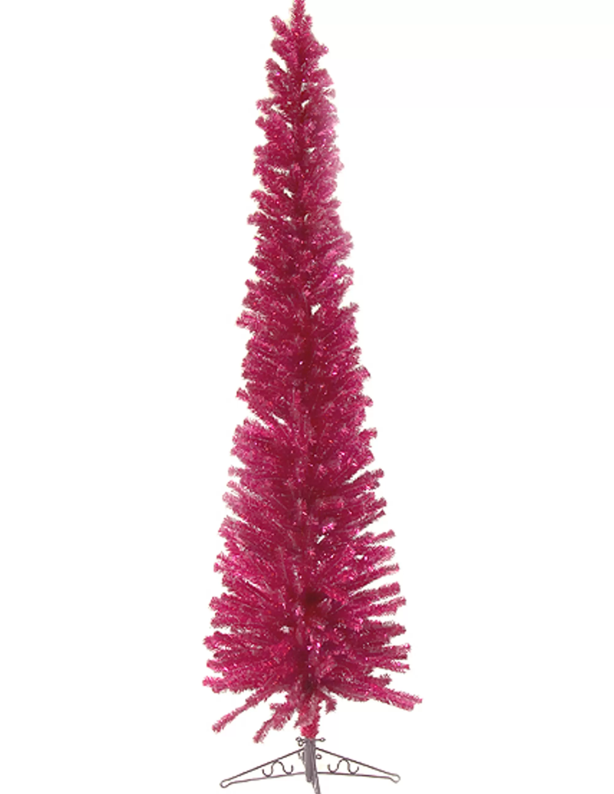 Paul Minor 7.5' Medium Raspberry Tinsel Artificial Christmas Tree - Unlit< Colorful