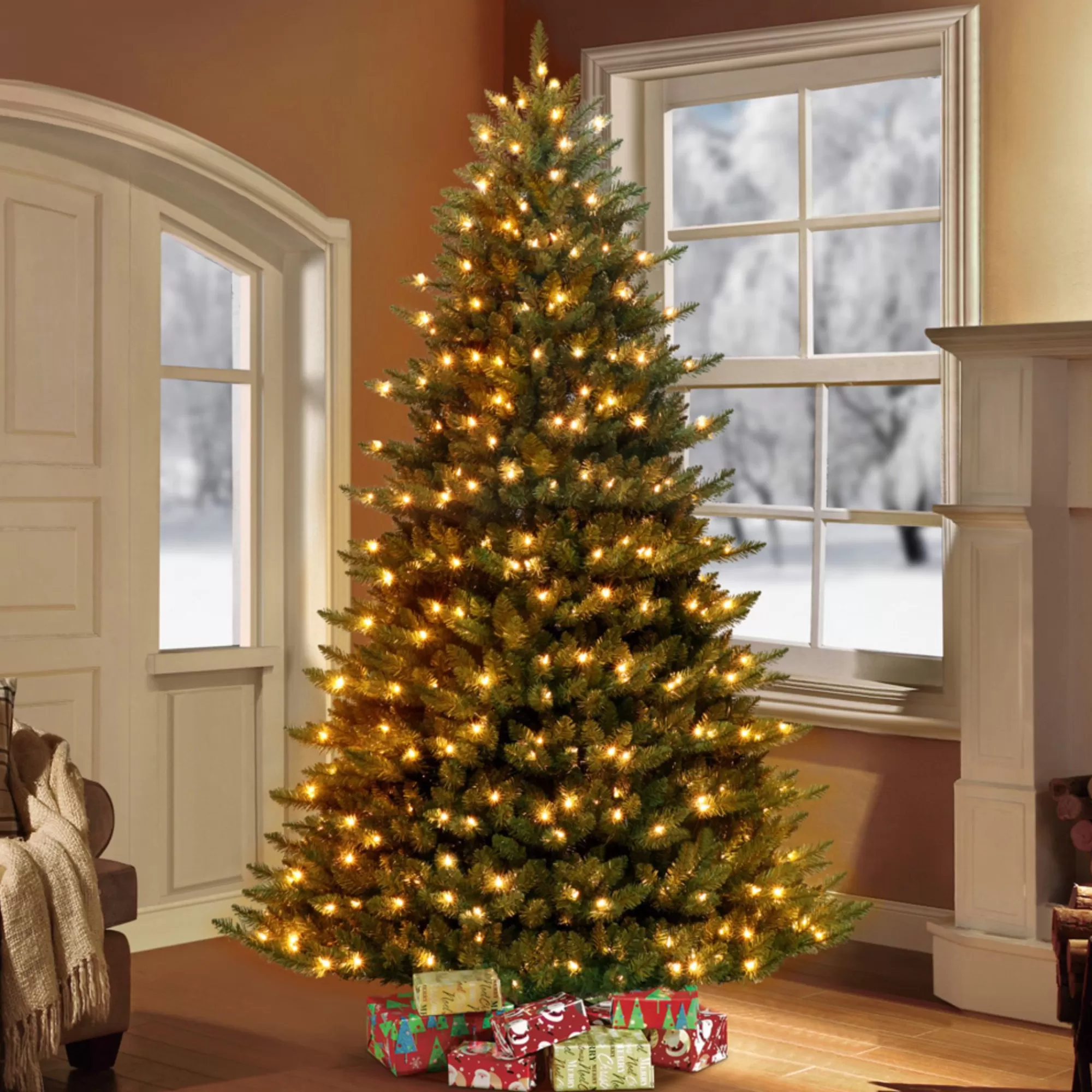 CC Christmas Decor 7.5' Pre-Lit Cascade Pine Artificial Christmas Tree - Clear Lights< Pre-Lit