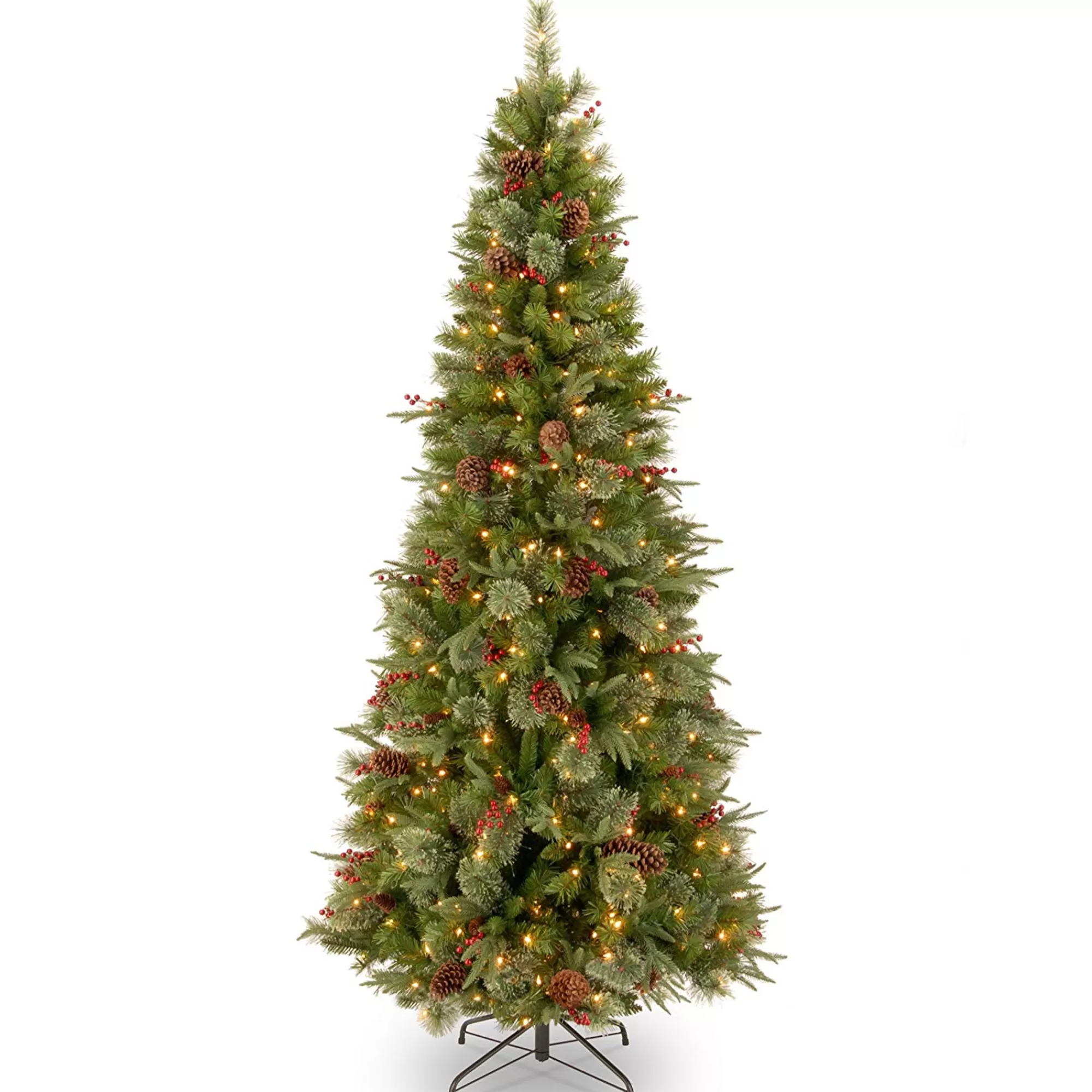 Christmas Central 7.5' Pre-Lit Colonial Slim Artificial Christmas Tree, Clear Lights< Pre-Lit