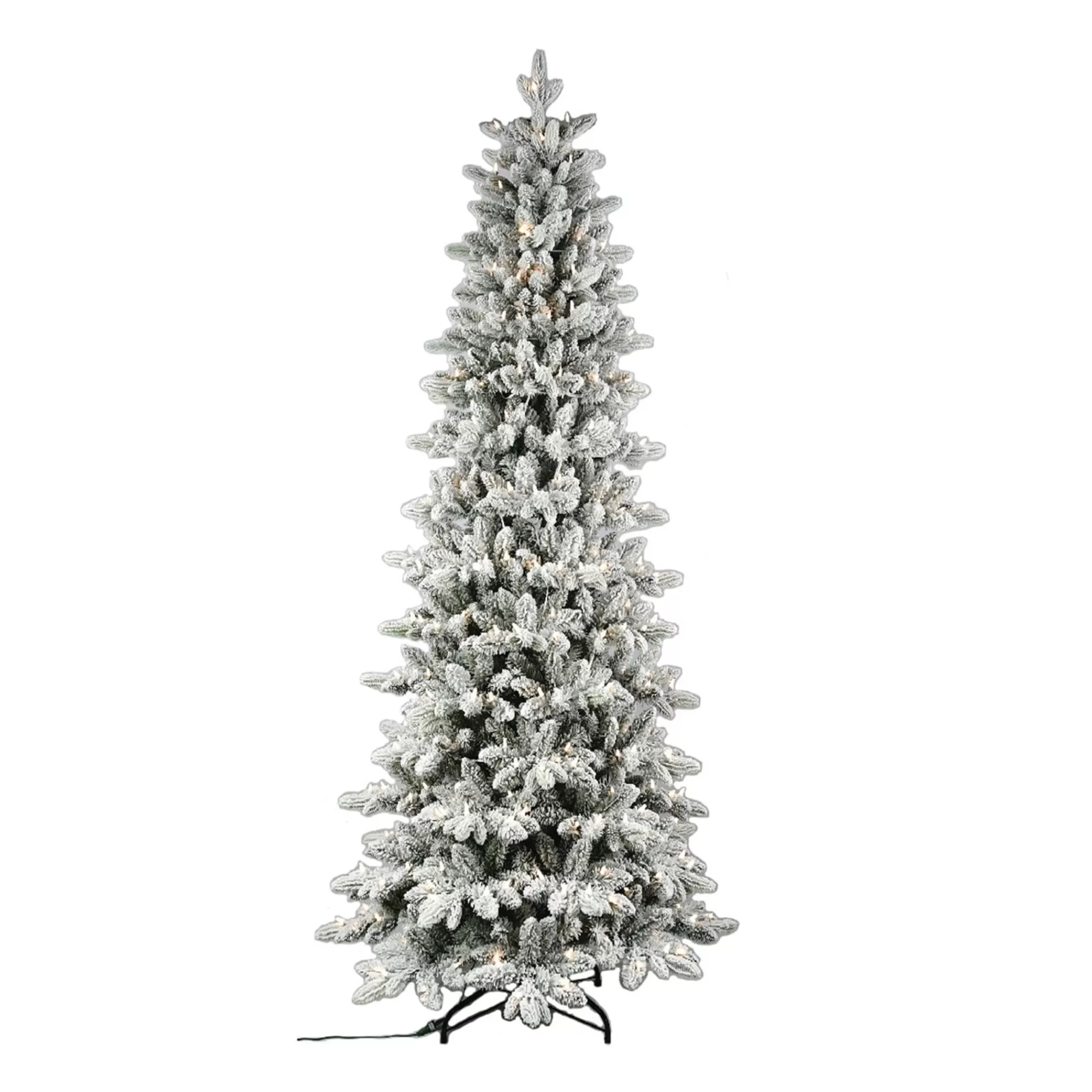 CC Christmas Decor 7.5' Pre-Lit Flocked Artificial Christmas Tree, Warm White Lights< Flocked