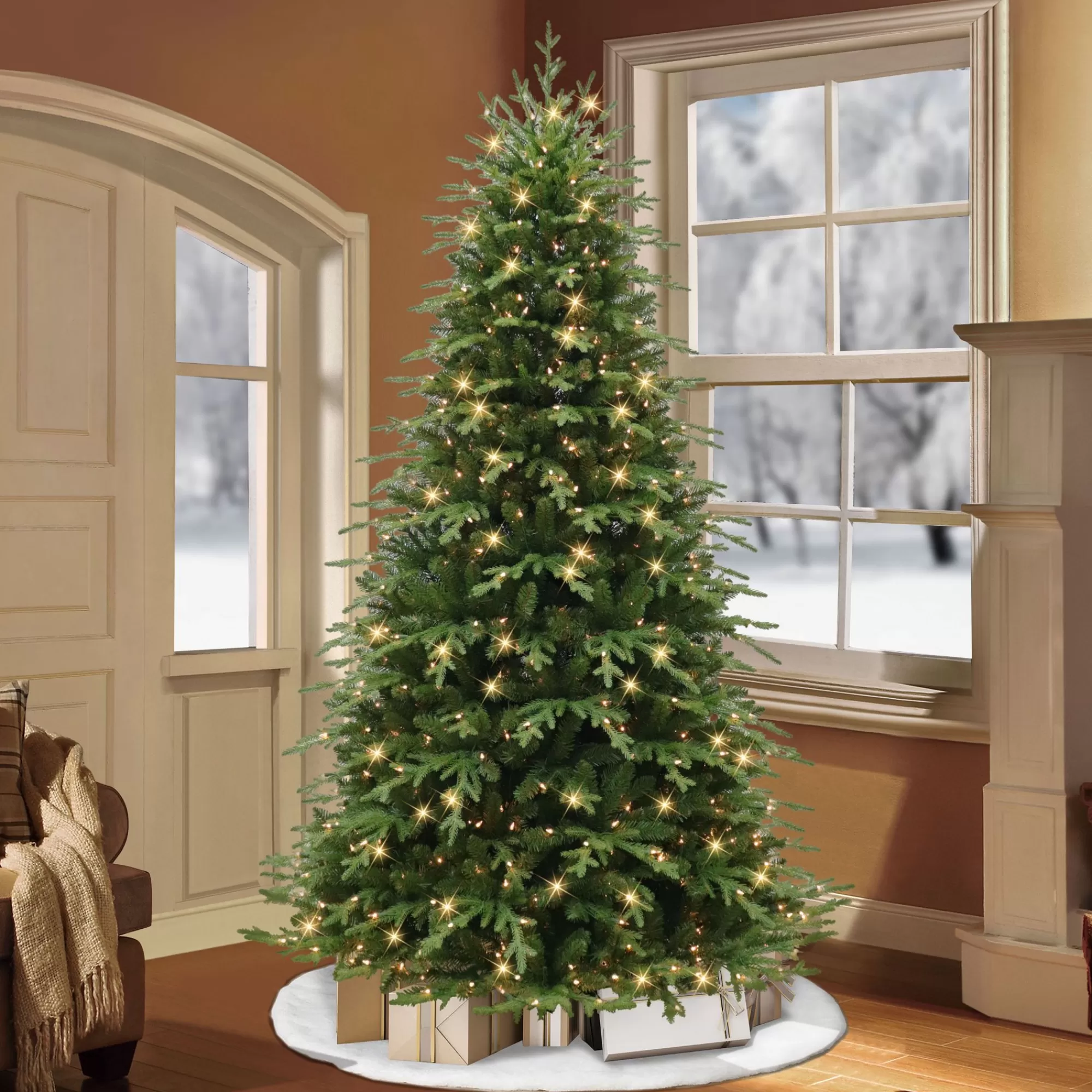 CC Christmas Decor 7.5' Pre-Lit Galveston Fir Artificial Christmas Tree, Clear Lights< Pre-Lit