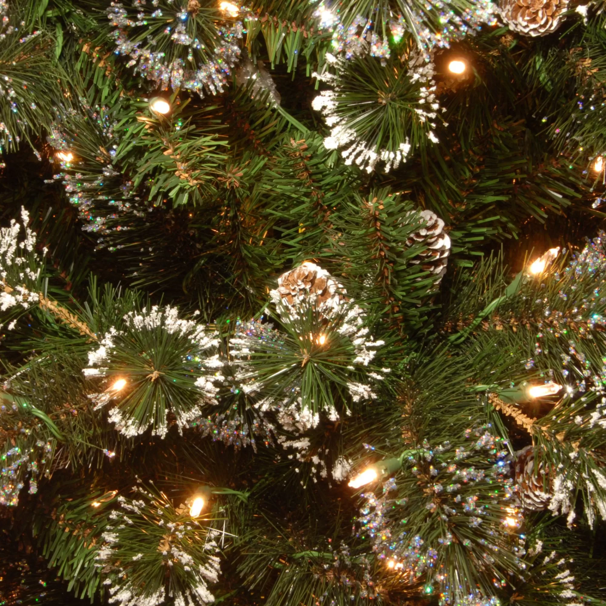 Christmas Central 7.5' Pre-Lit Glittery Pine Artificial Christmas Tree, Clear Lights< Pre-Lit