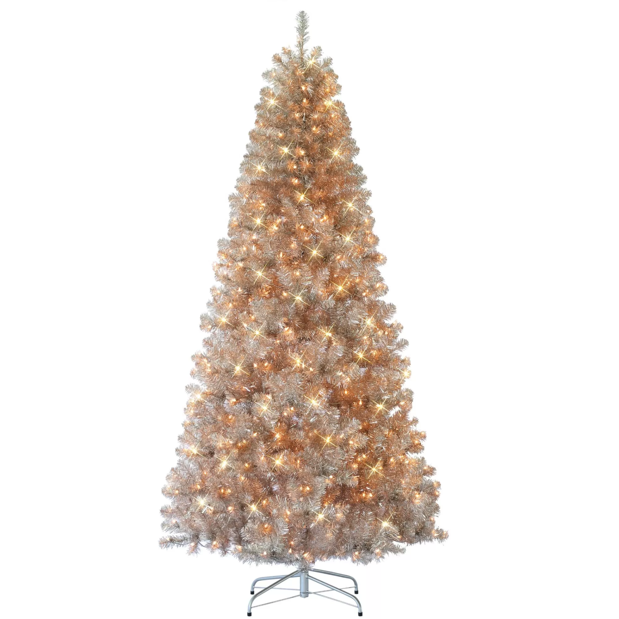 CC Christmas Decor 7.5' Pre-Lit Rose Gold Artificial Christmas Tree, Clear Lights< Pre-Lit