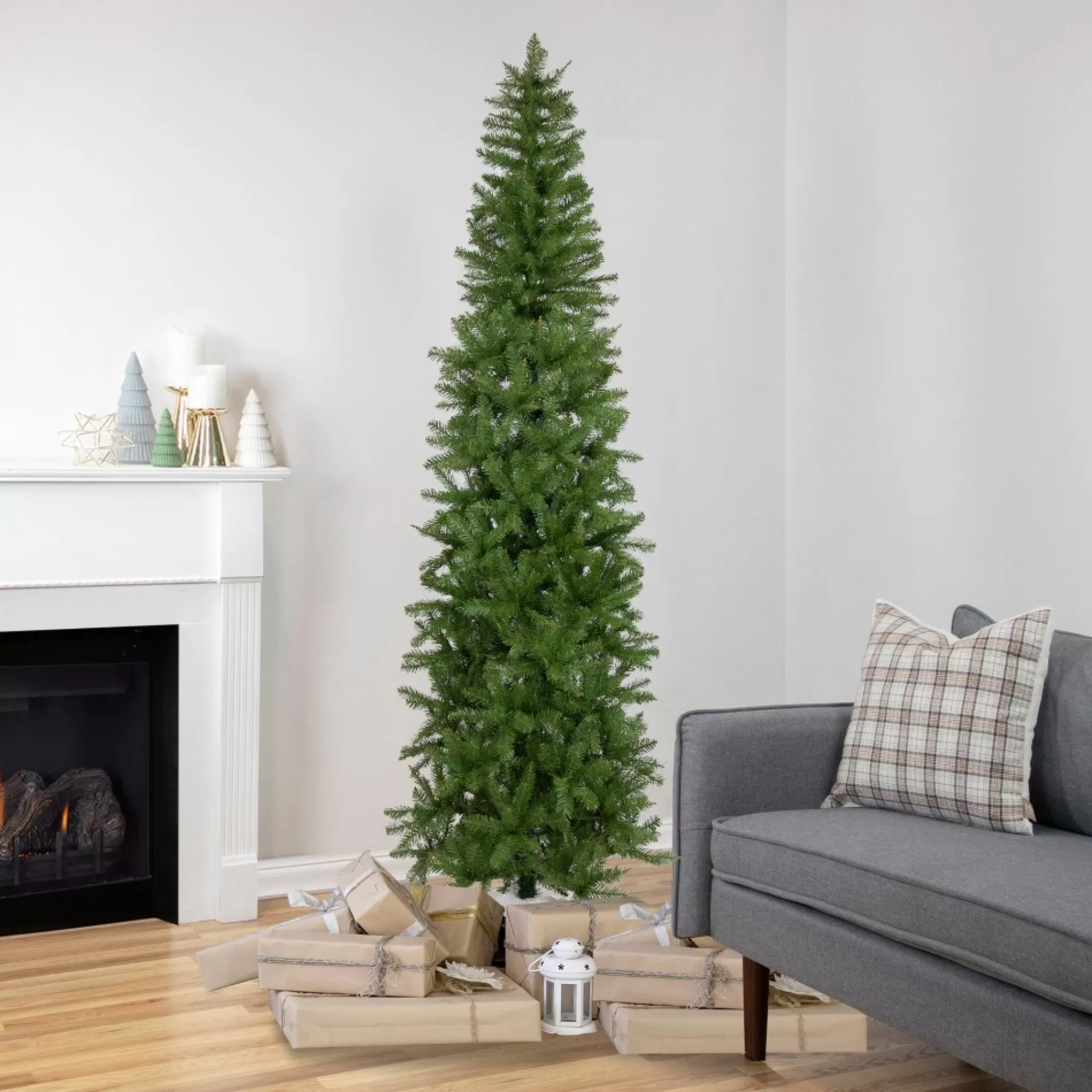 Northlight Unlit-7.5' Silver Lake Fir Pencil Artificial Christmas Tree, Unlit