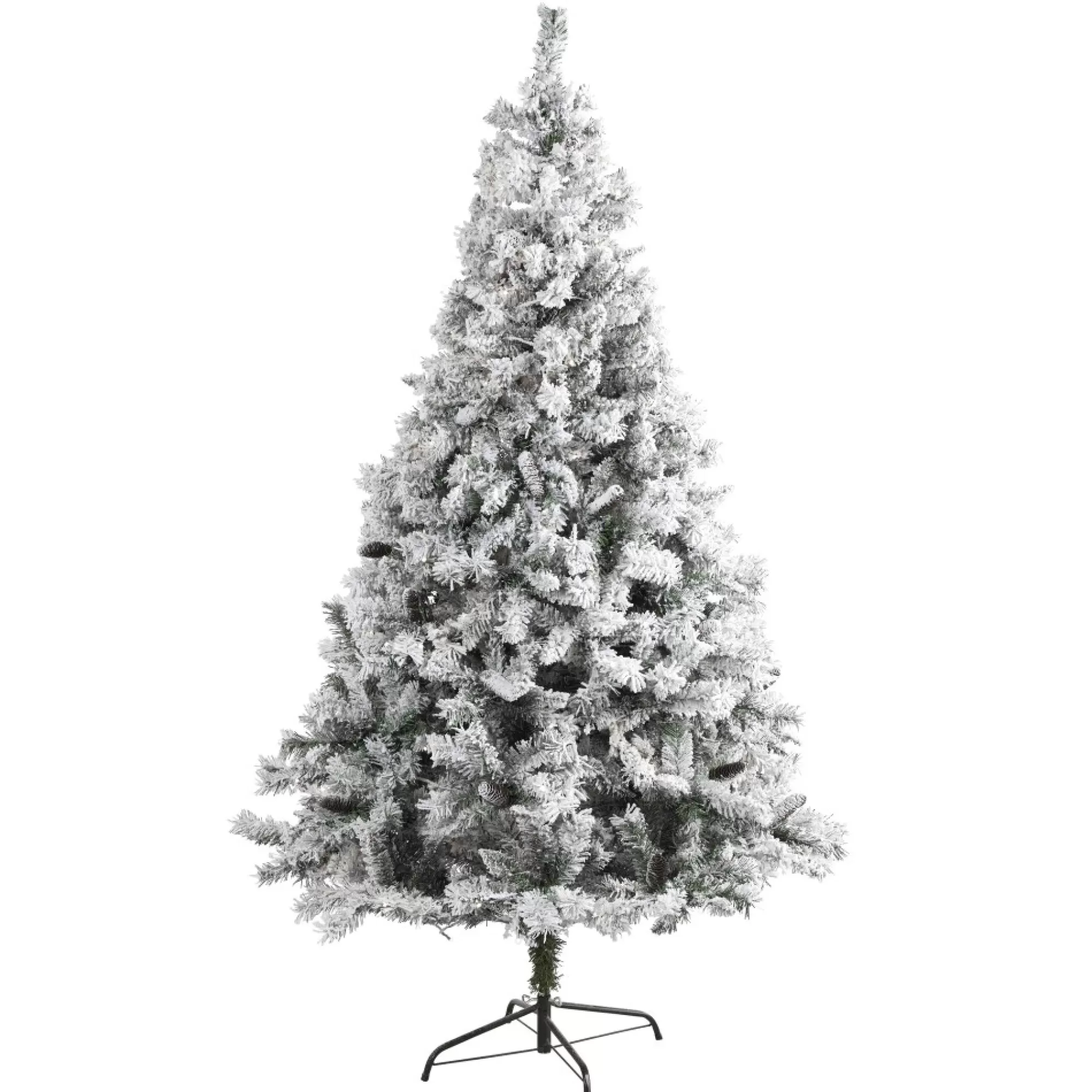 Nearly Natural Unlit-7' Flocked With White Pinecones Artificial Christmas Tree, Unlit