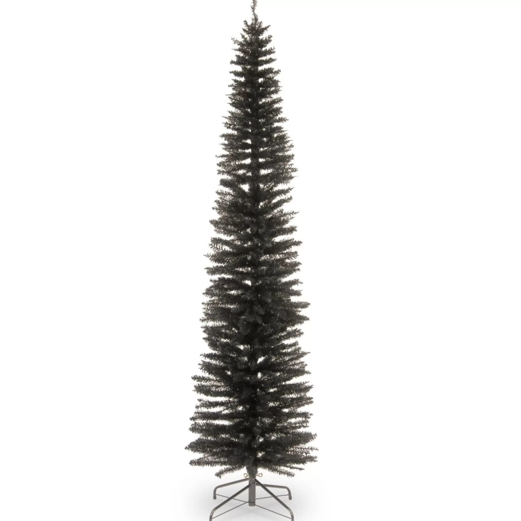 Christmas Central Unlit-7' Pencil Black Tinsel Artificial Christmas Tree - Unlit