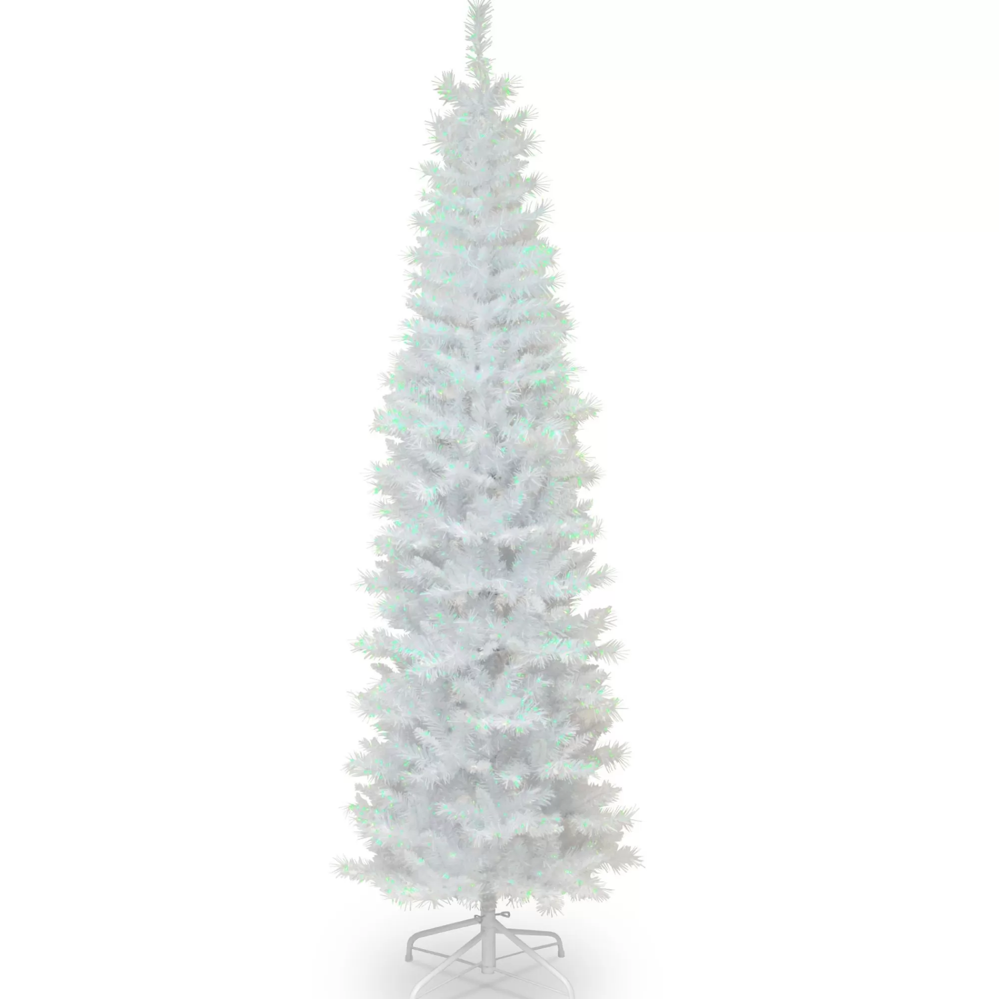 Christmas Central 7' Pencil White Iridescent Tinsel Artificial Christmas Tree, Unlit< Colorful