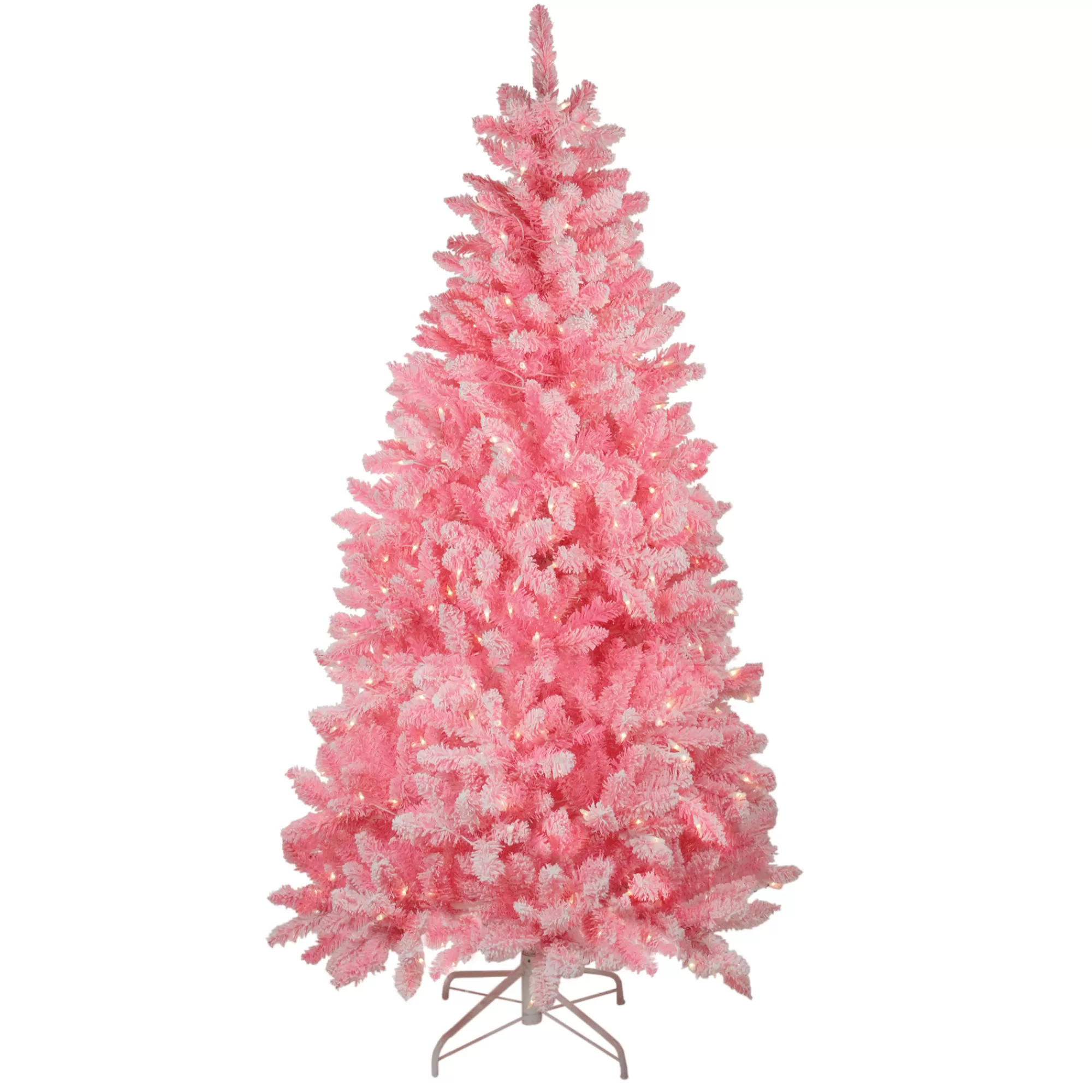 Northlight 7' Pre-Lit Medium Flocked Artificial Christmas Tree - Clear Lights< Colorful