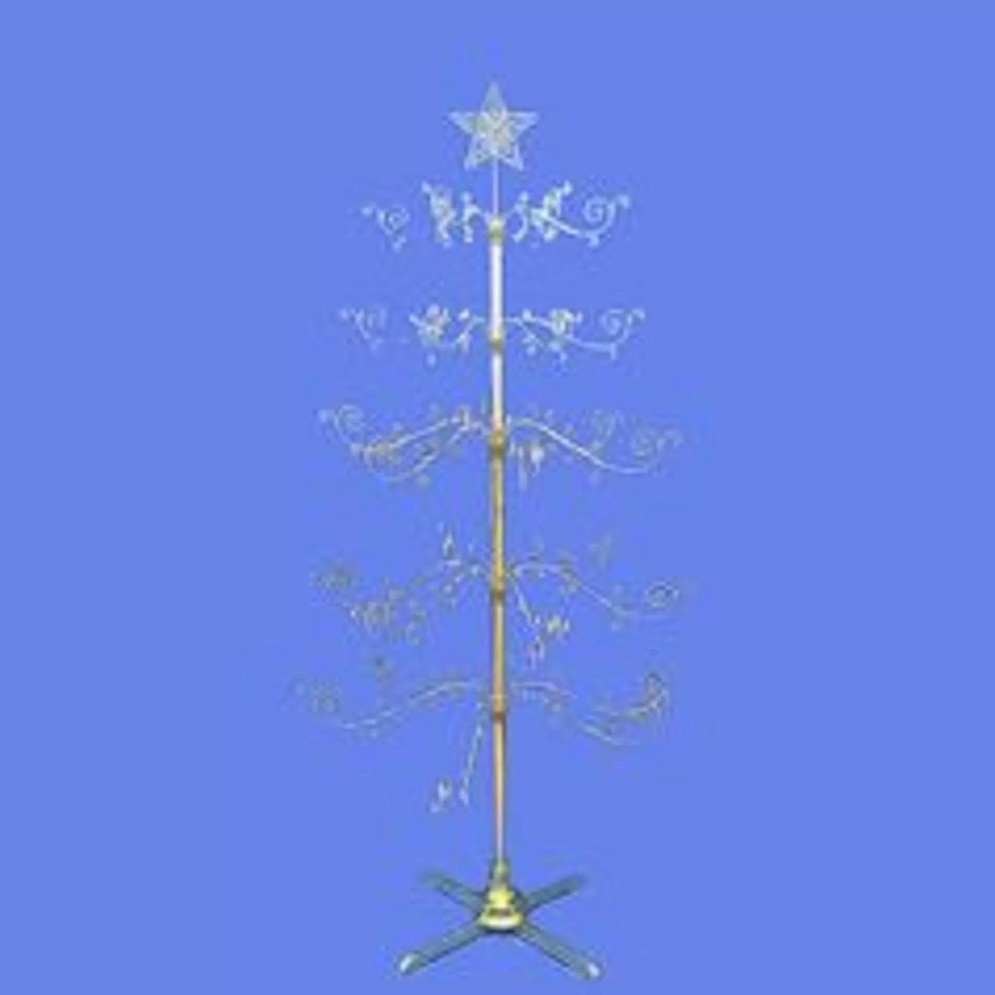 KSA Unlit-7' Riveting Revolving Gold Metal Ornament Display Tree