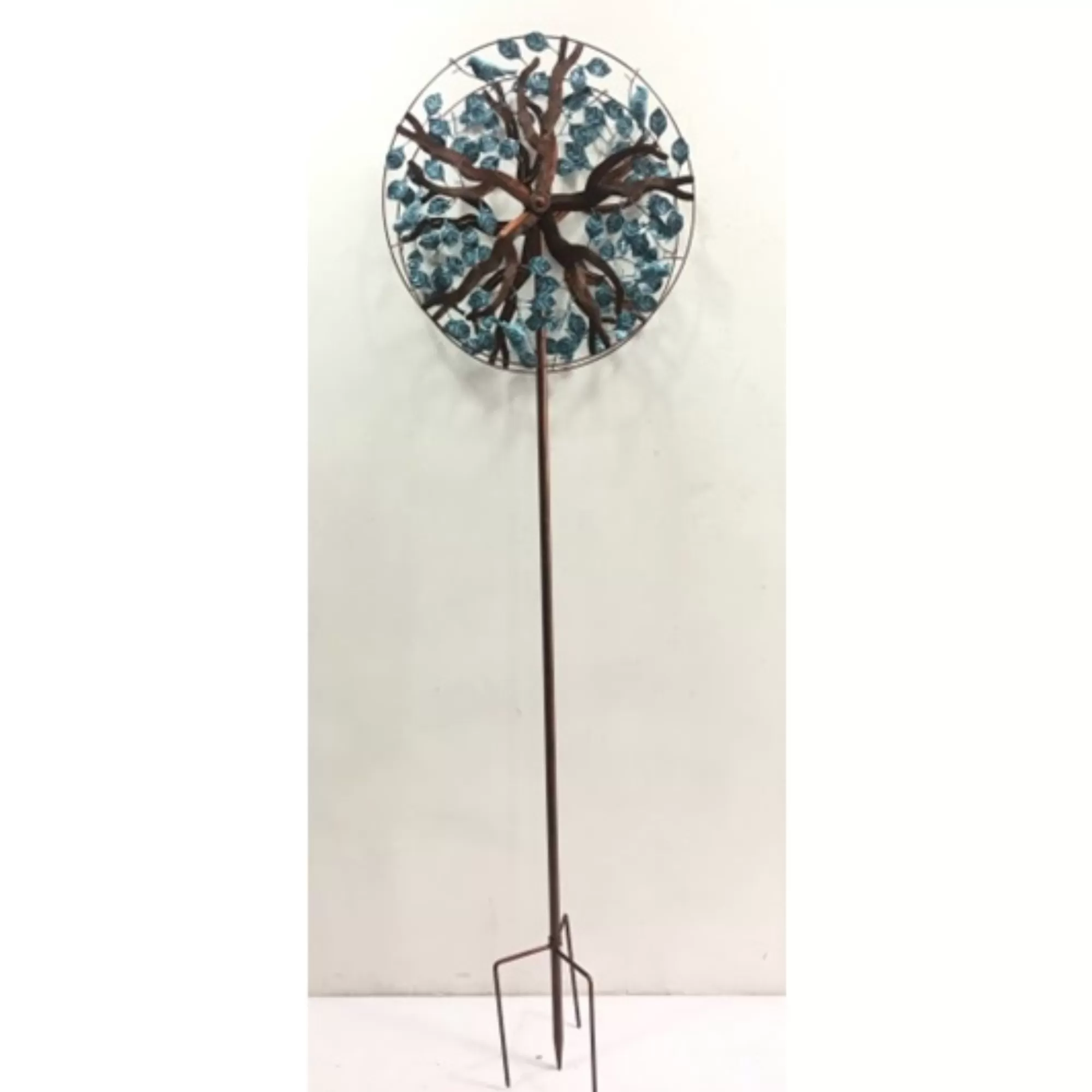 Hi-Line Gifts 84" Blue And Brown Modern Wind Spinner - Bistratal Tree< Pre-Lit