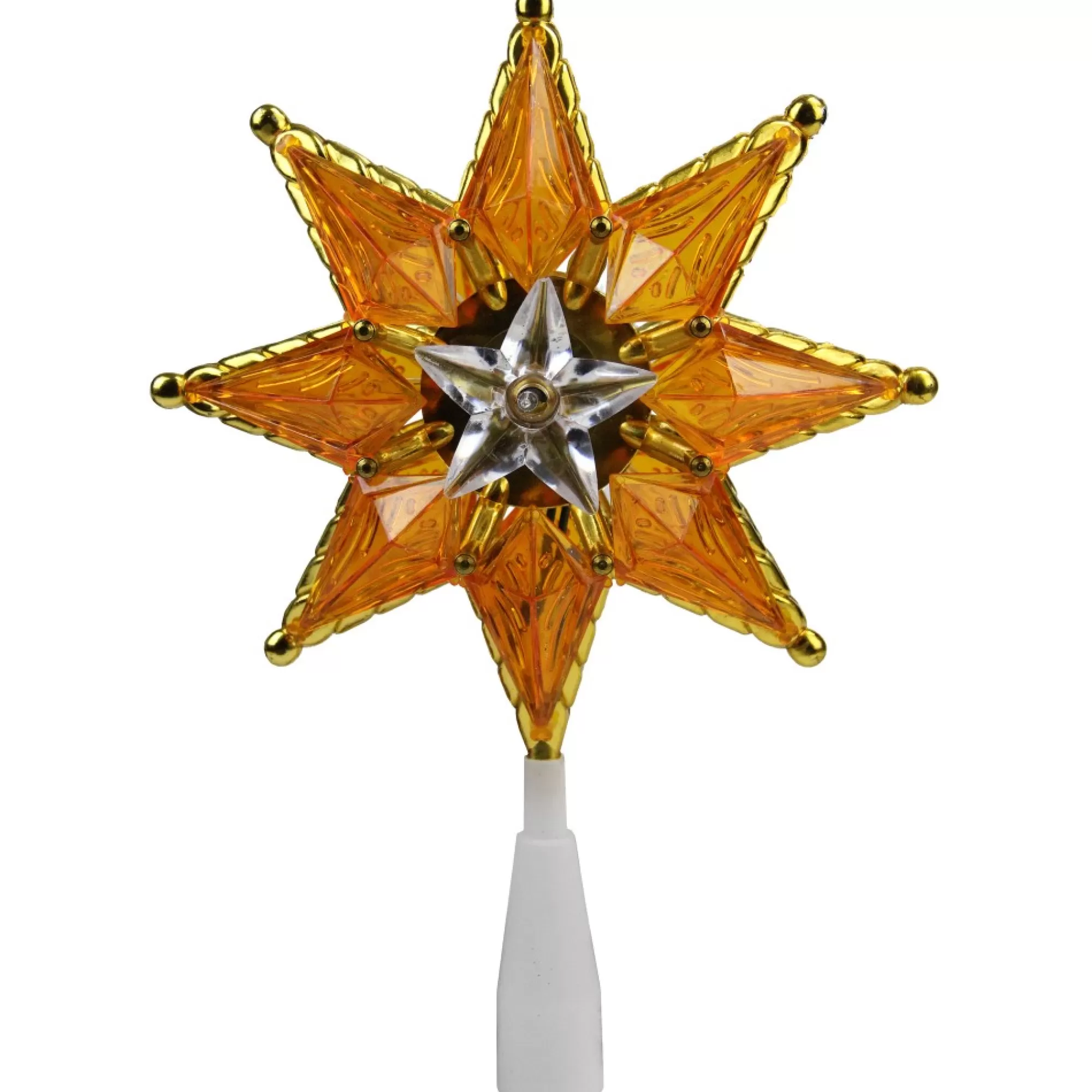 Northlight Stars-8" Amber Mosaic Star Christmas Tree Topper - Clear Lights