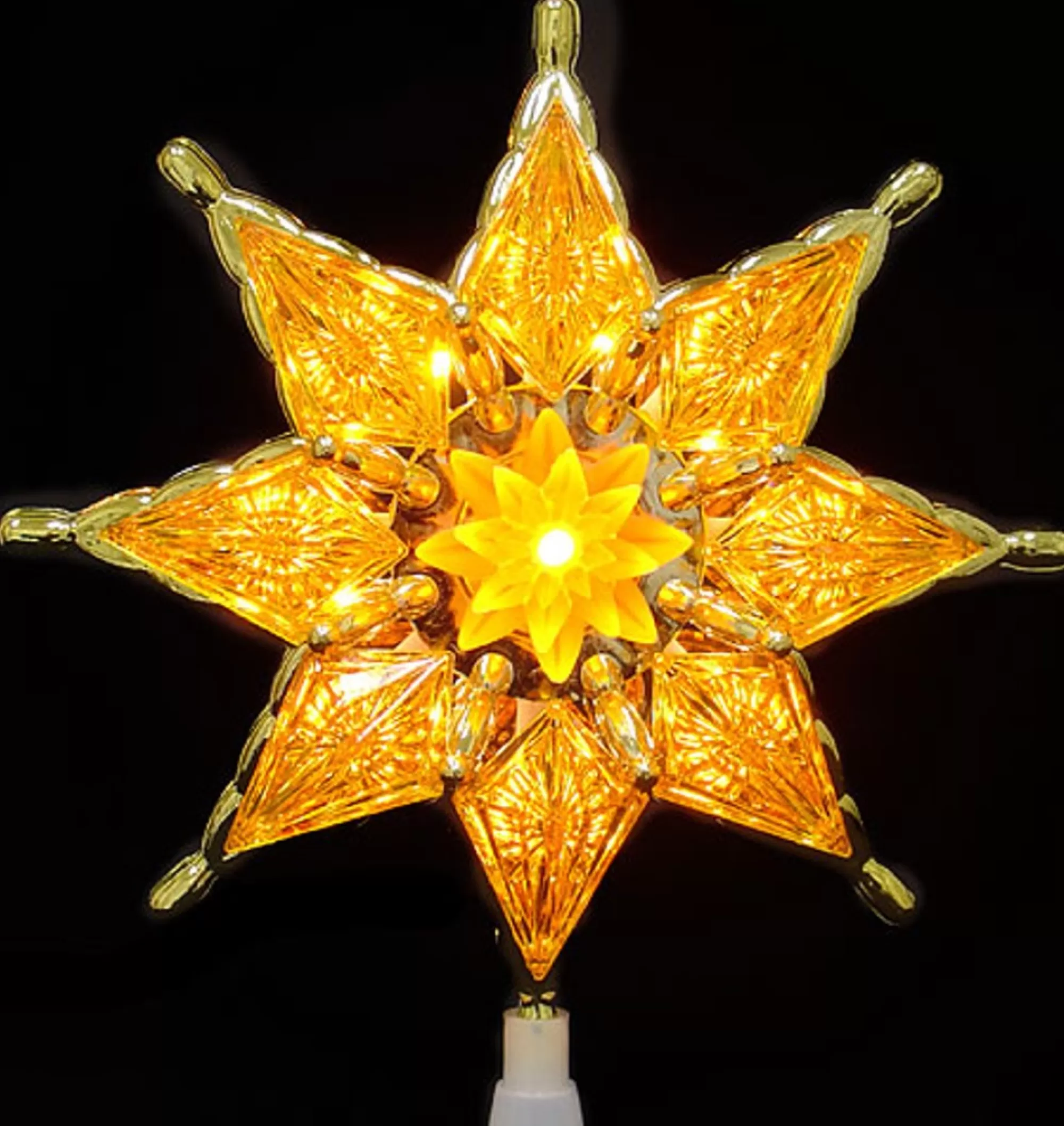 Northlight Stars-8" Amber Mosaic Star Christmas Tree Topper - Clear Lights