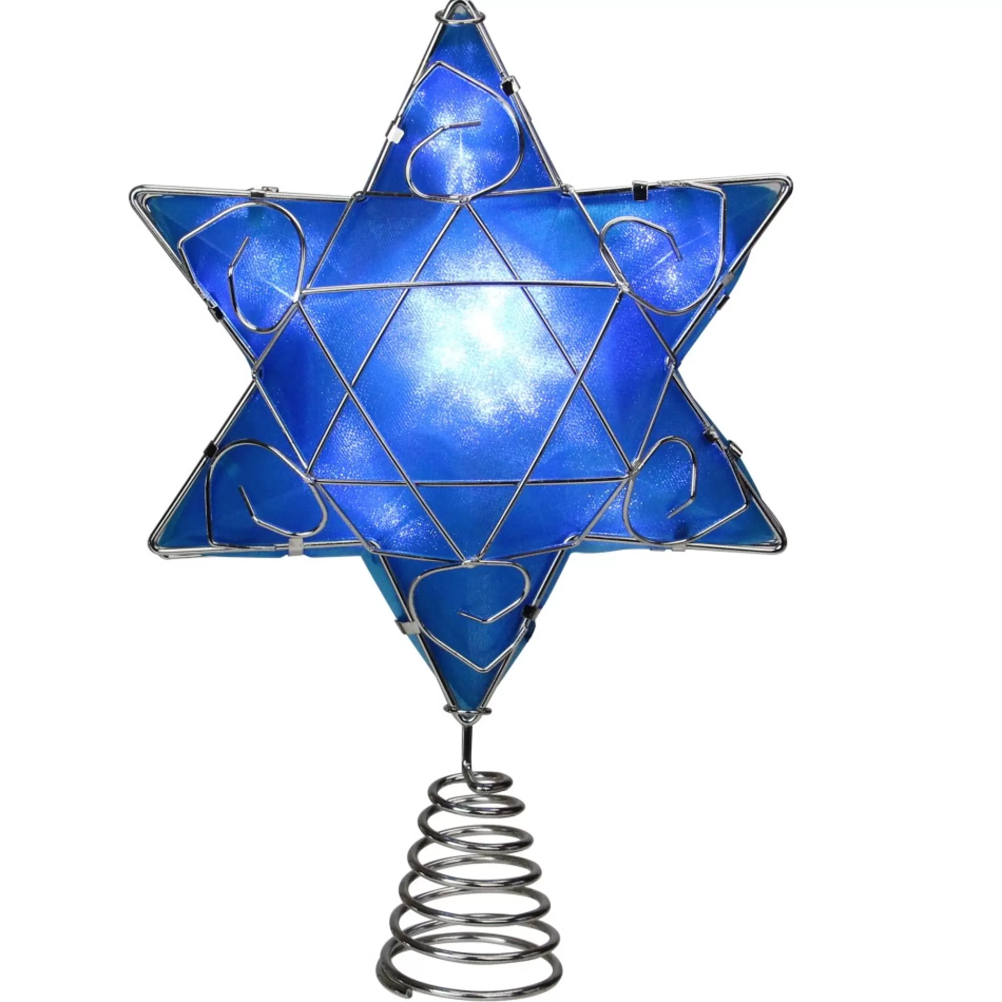 Kurt Adler Stars-8" Lighted Hanukkah Star Tree Topper - Clear Lights