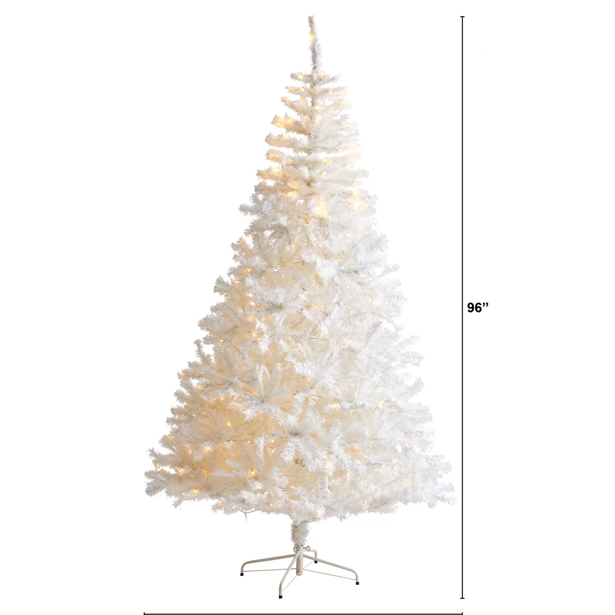 Nearly Natural 8' Pre-Lit White Artificial Christmas Tree, Clear Led Lights< Colorful