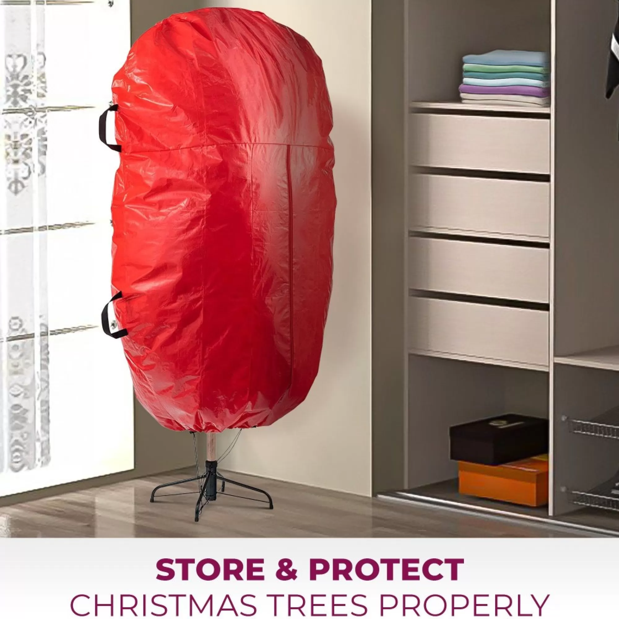 osto Tree Storage-94" Red Waterproof Artificial Christmas Tree Storage Bag