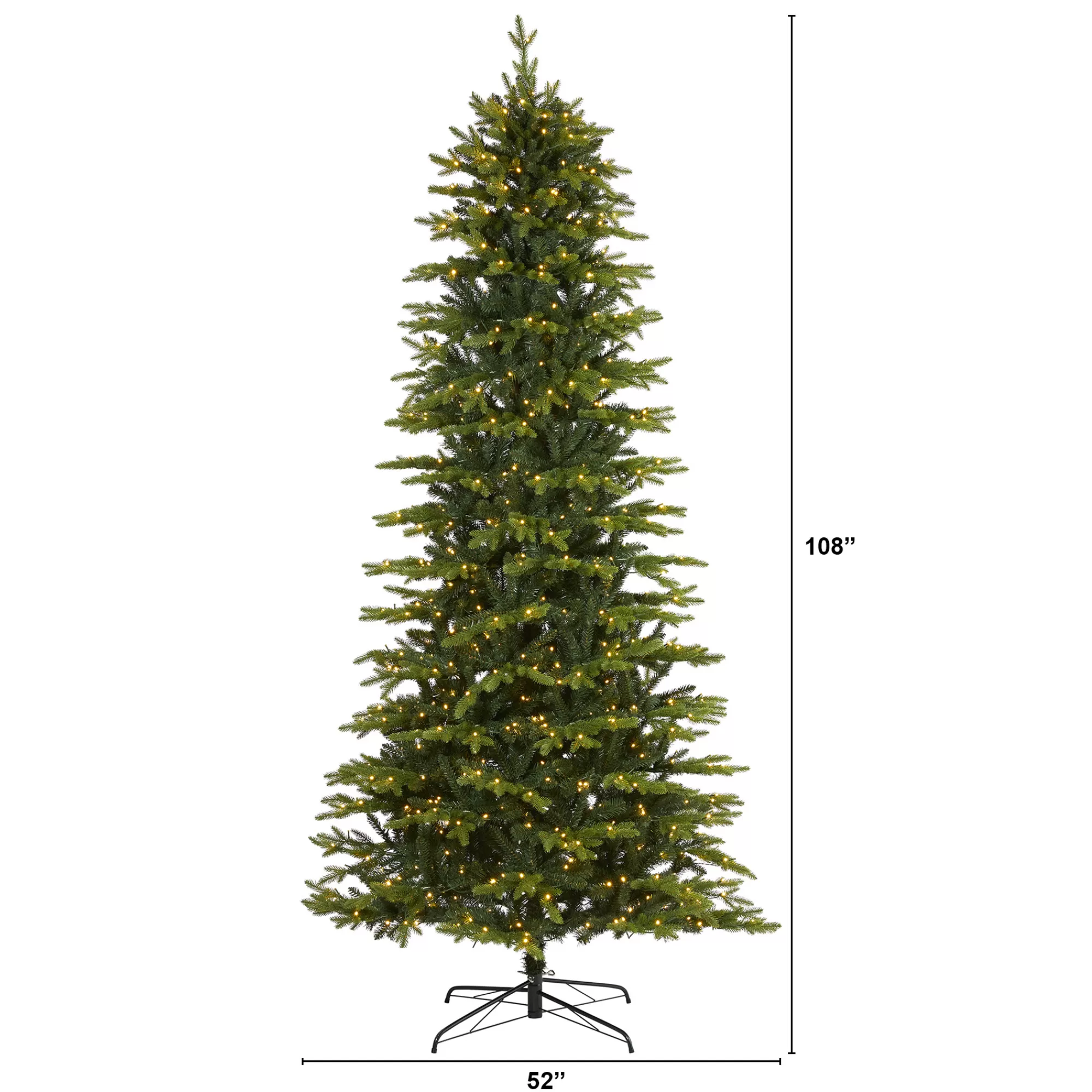 Nearly Natural 9' Belgium Fir Artificial Christmas Tree, Clear Led Lights< Colorful