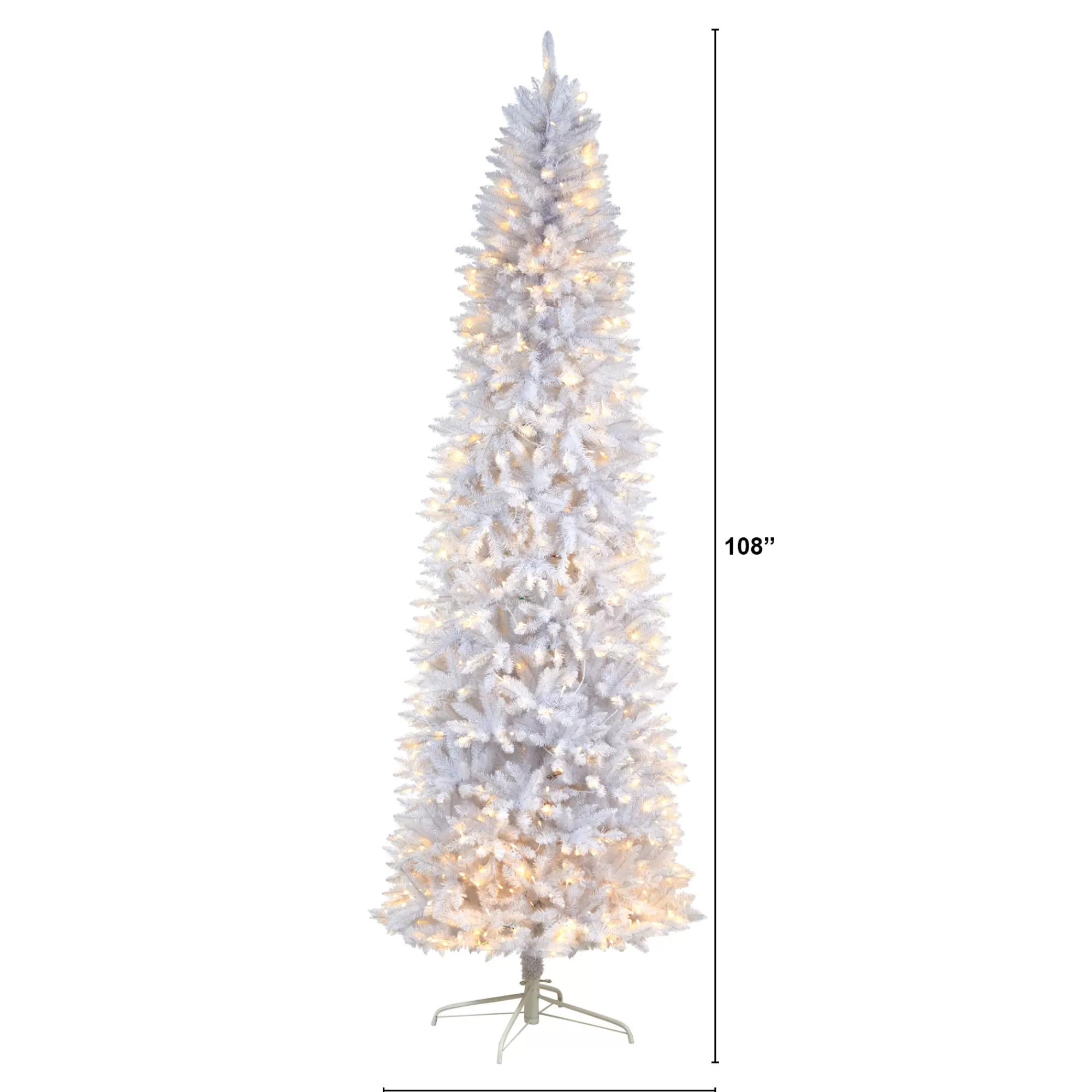 Nearly Natural 9' Pre-Lit Slim White Artificial Christmas Tree, Clear Lights< Colorful