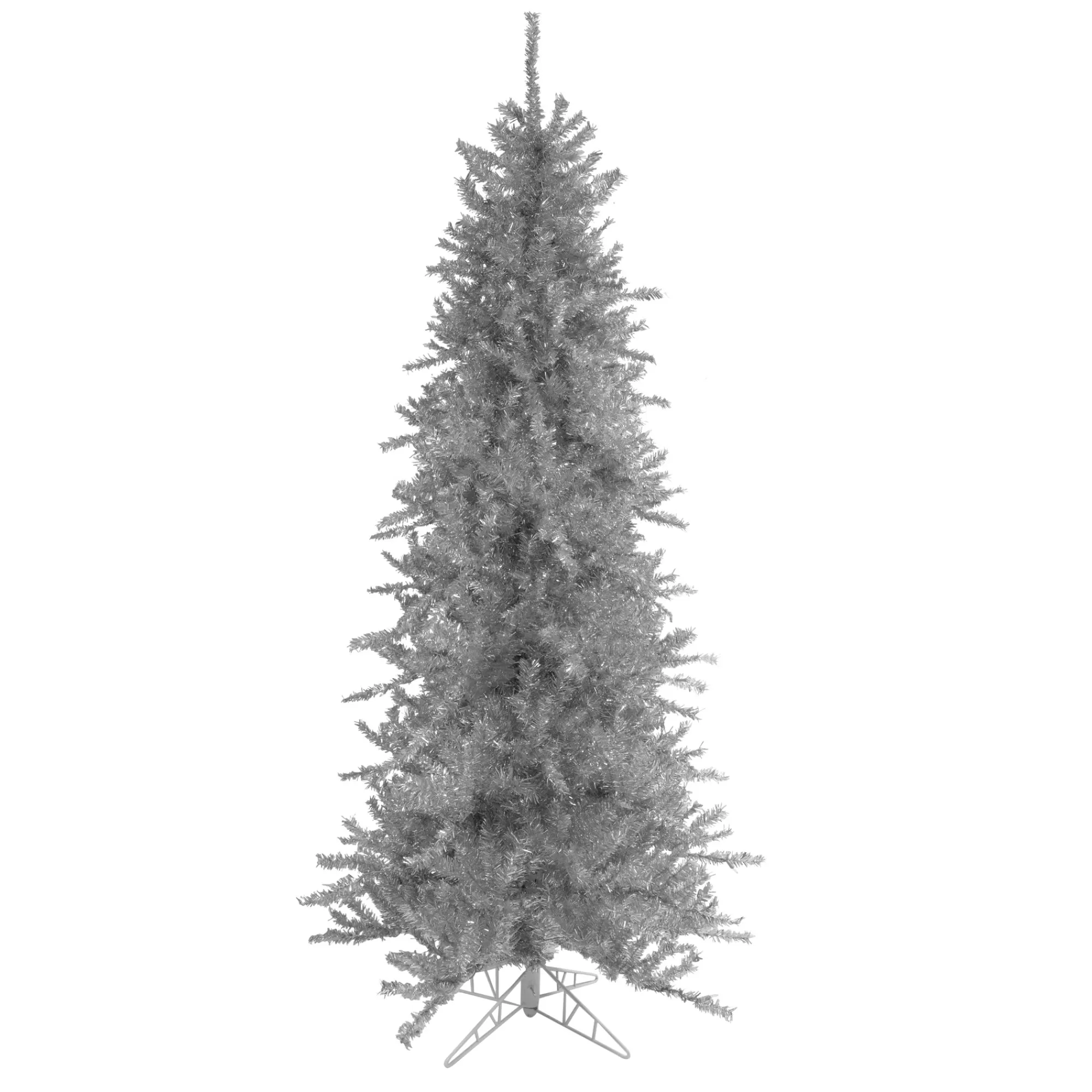 Northlight 9' Silver Tinsel Slim Artificial Christmas Tree - Unlit< Colorful