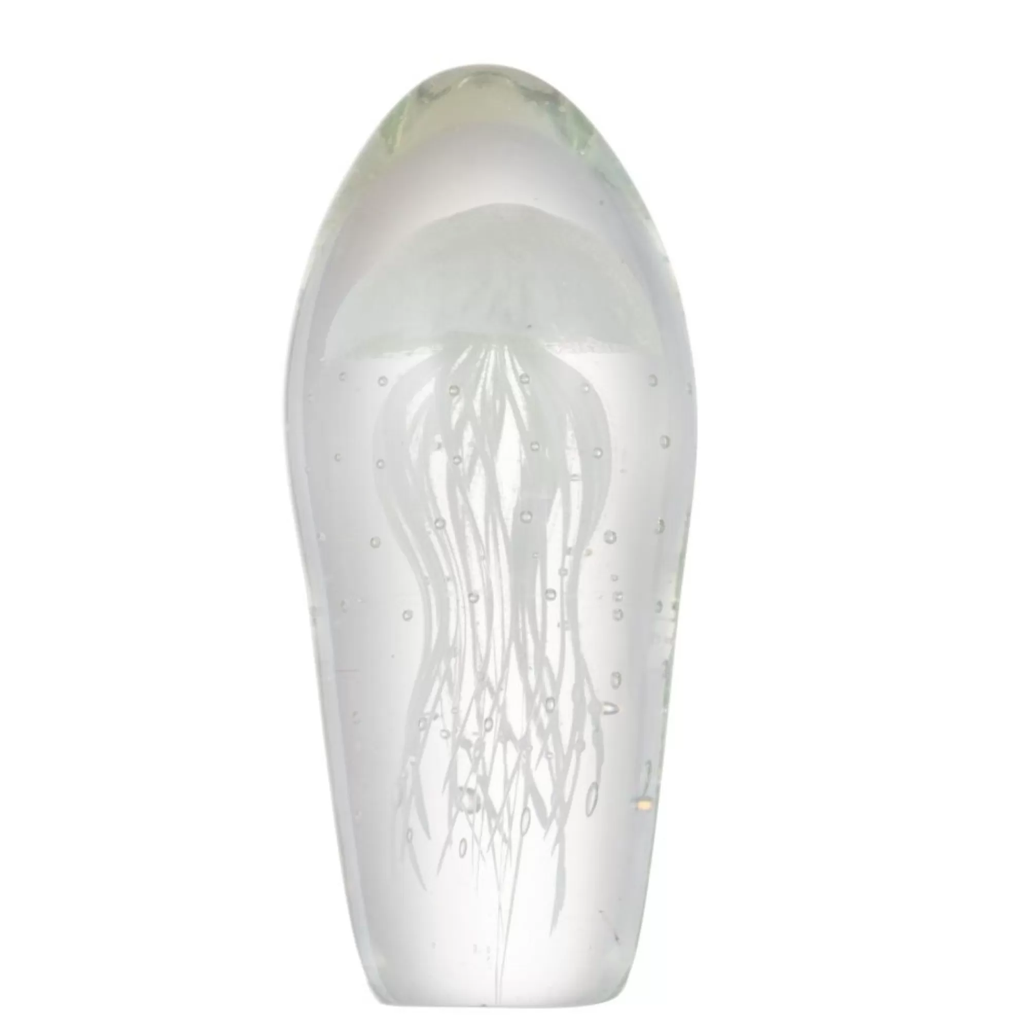 A&B Home Real Tree Stands-9" White And Green Jellyfish Glass Egg Accent