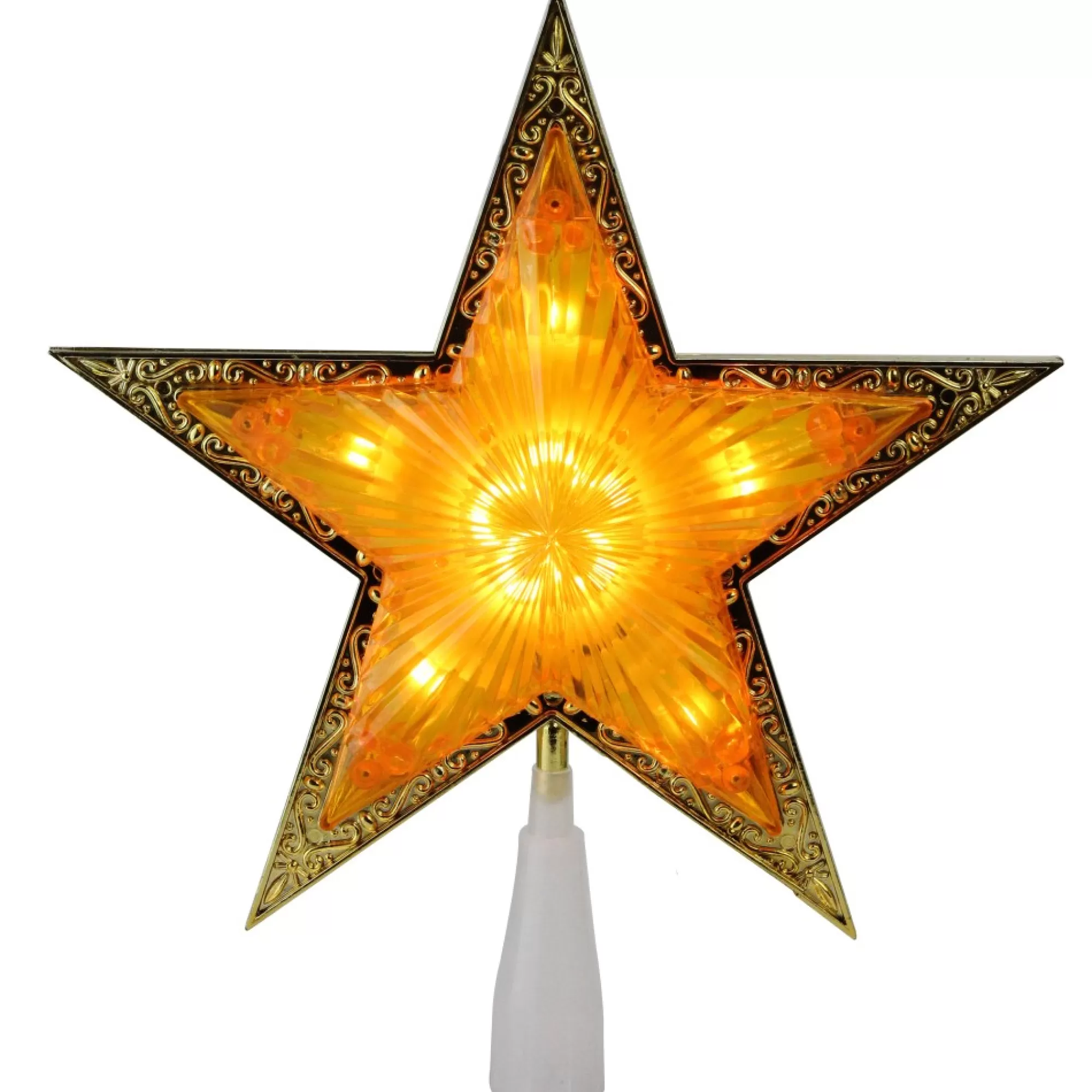 Northlight Stars-9"Lighted Gold Edged Christmas Star Tree Topper - Clear Lights