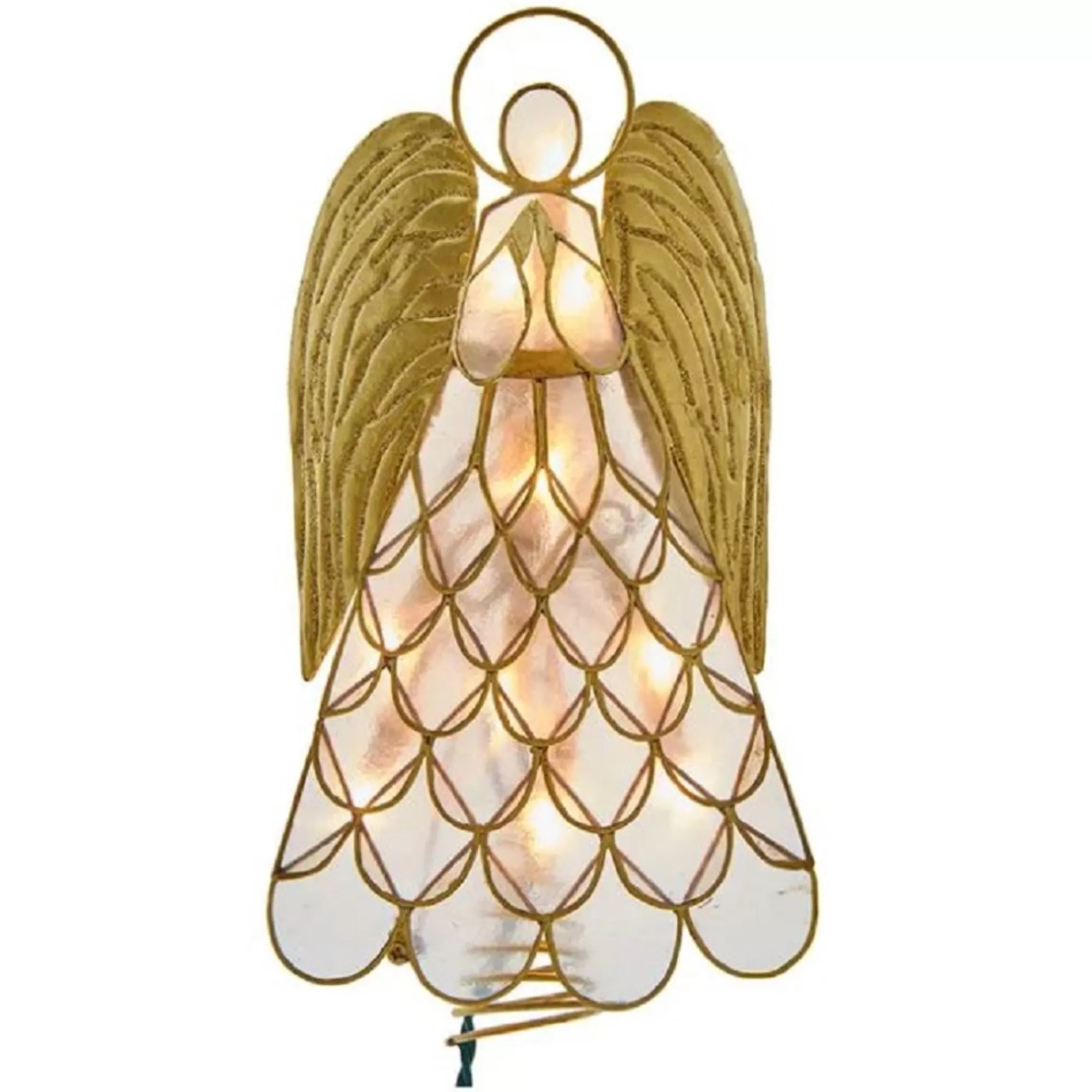 Kurt Adler Finials-Capiz Angel Lighted Christmas Tree Topper 10 Inch Ul3169