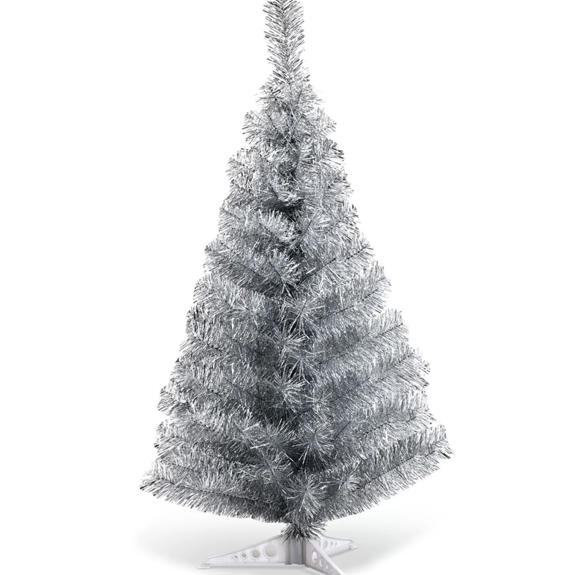 Costway Unlit- 3Ft Silver Tinsel Christmas Tree Unlit Artificial Plastic