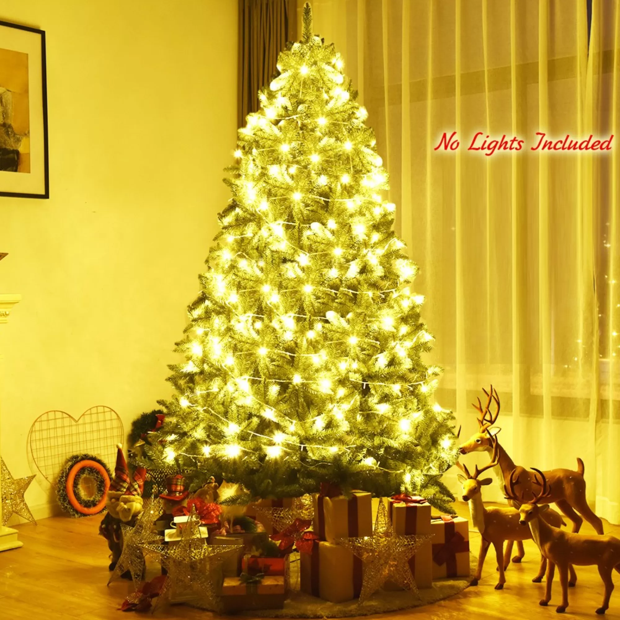 Costway Unlit- 7.5Ft Artificial Christmas Fir Tree 1968 Branch Tips