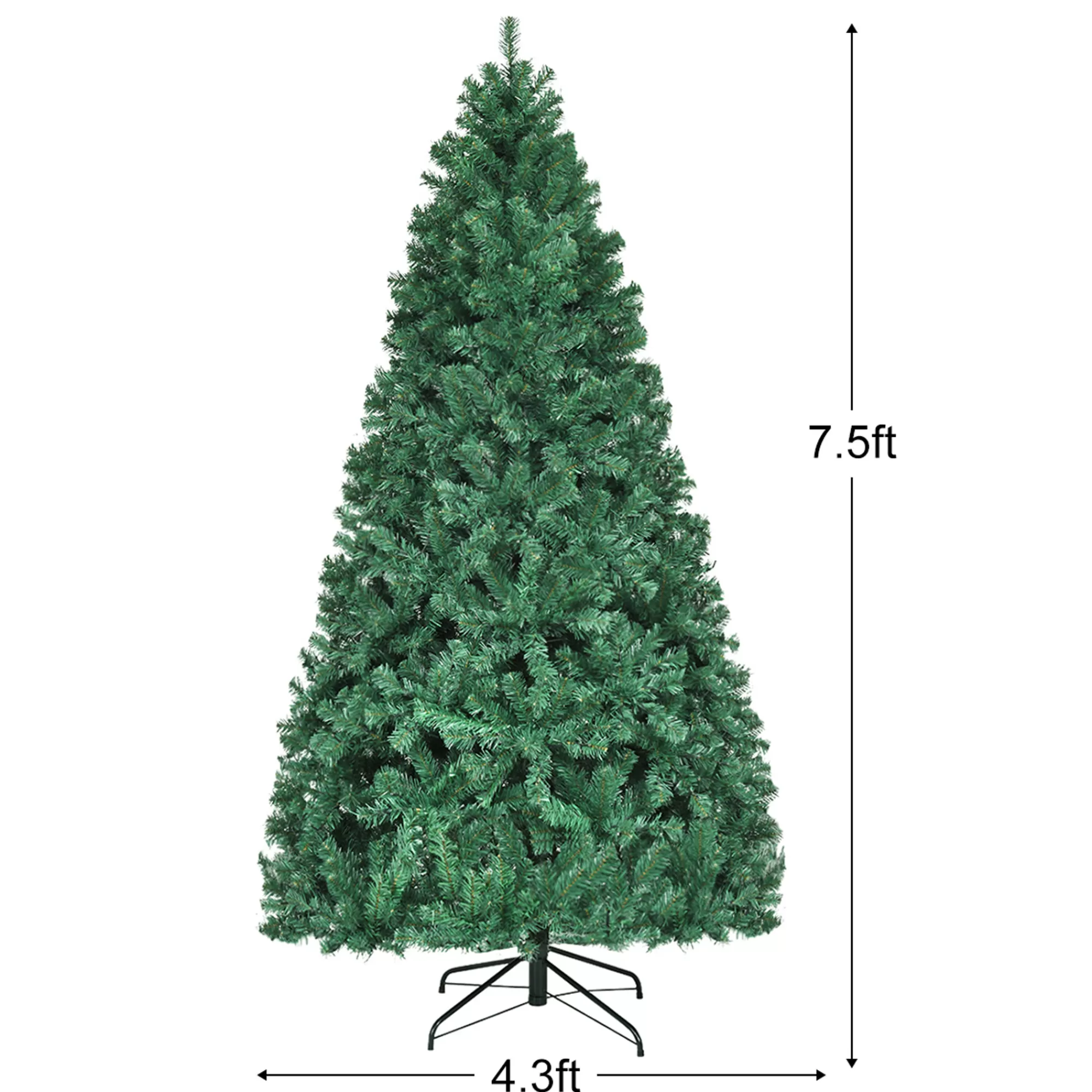 Costway 7Ft/7.5Ft/8Ft Pre-Lit Pvc Christmas Tree Hinged 300/400/430 Lights< Pre-Lit