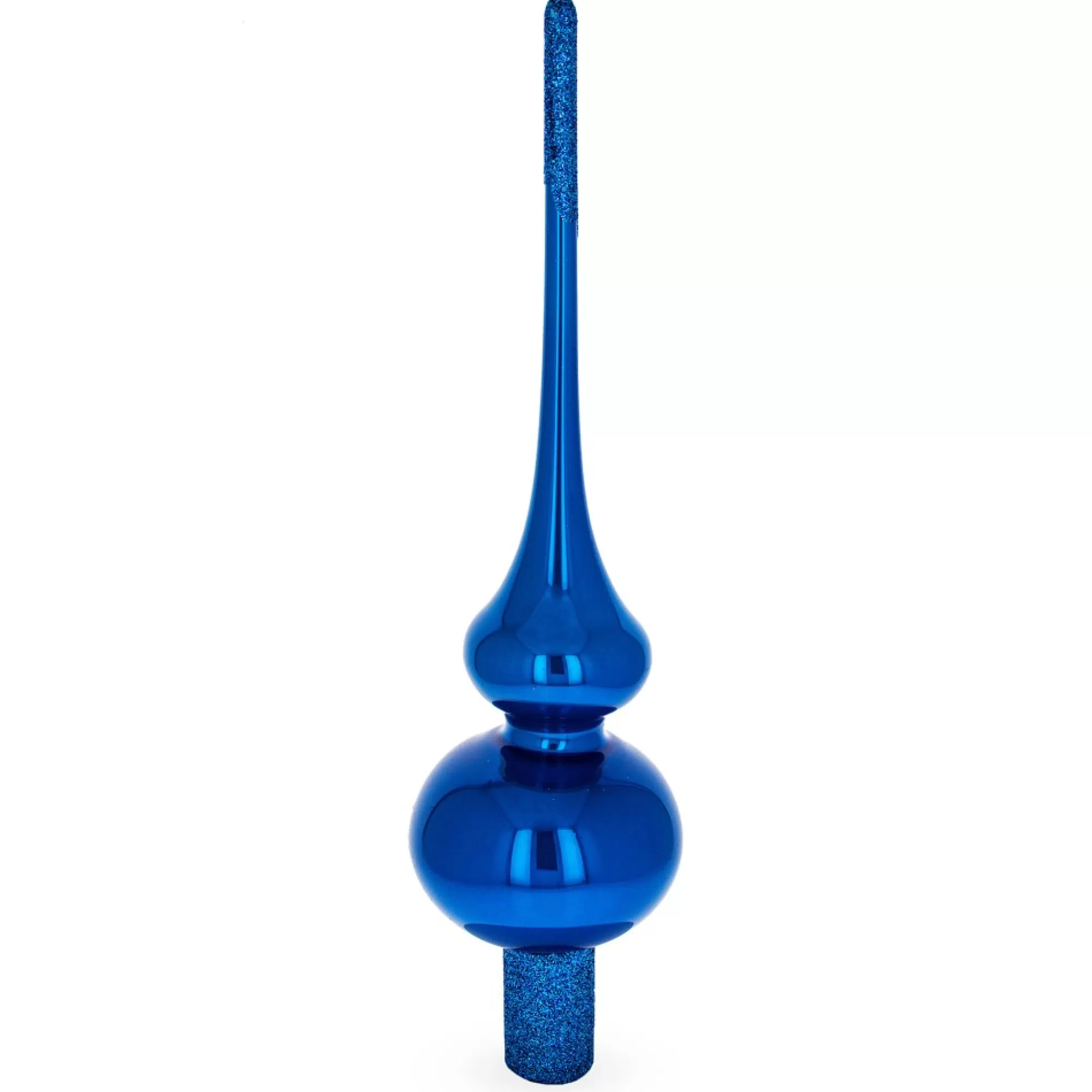 BESTPYSANKY Finials-Glossy Solid Blue Glass Christmastree Topper 11 Inches