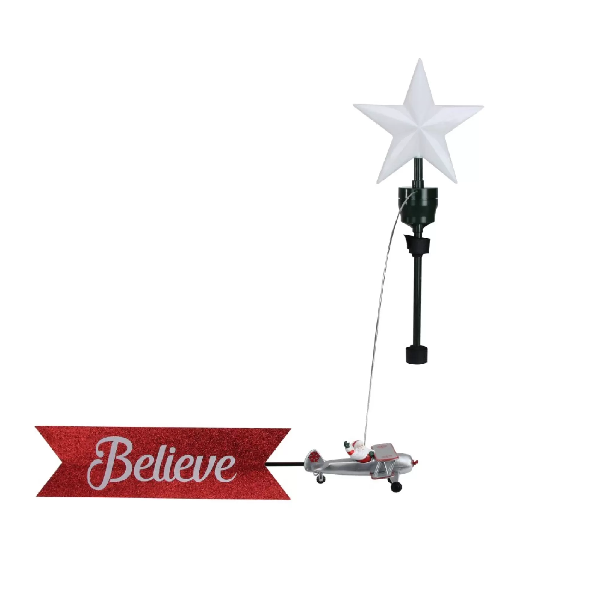 Mr. Christmas Santa Claus- Santa In Biplane Animated Tree Topper